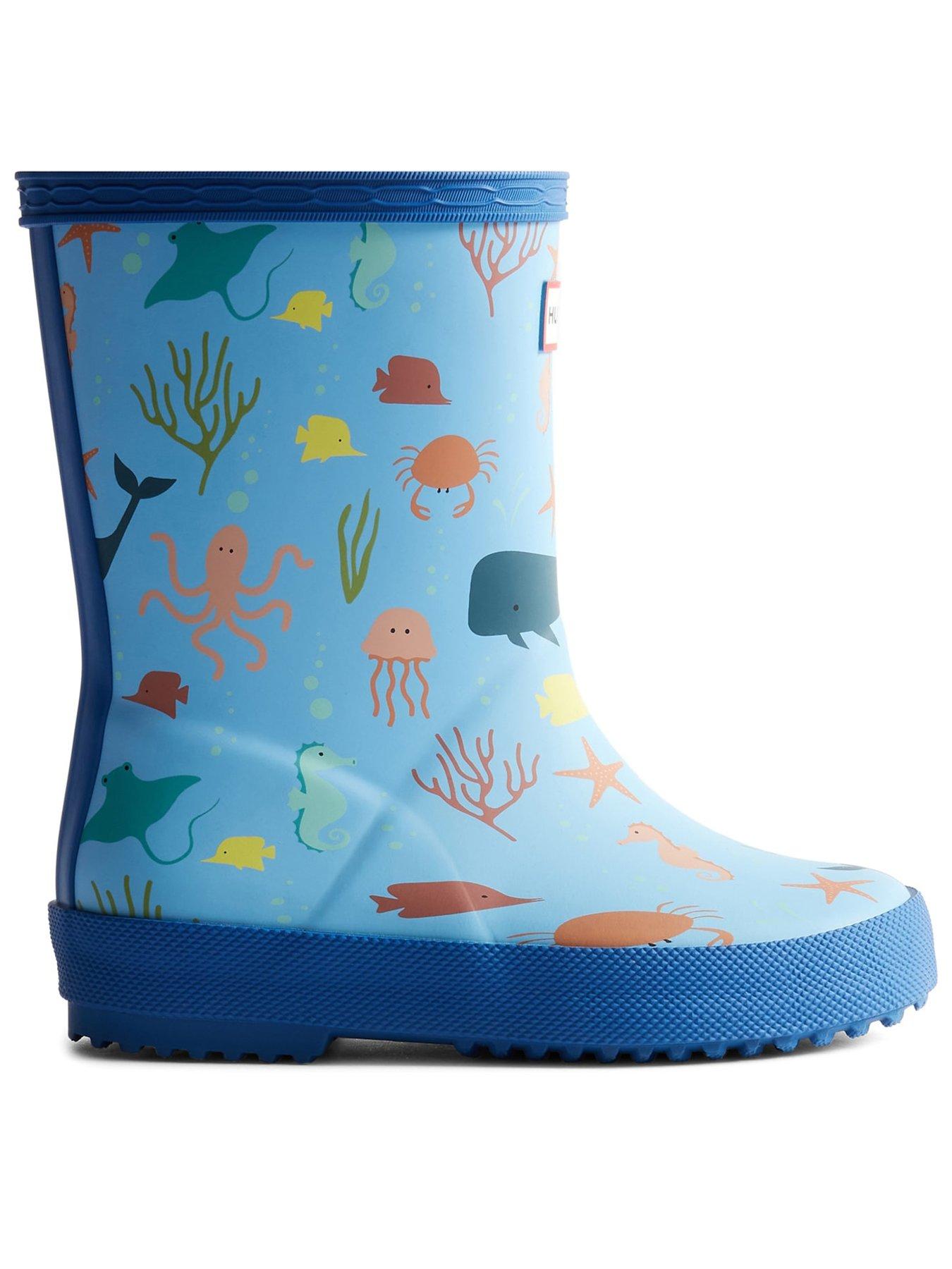 Hunter Kids First Classic Wellington Boot, Blue, Size 13 Younger