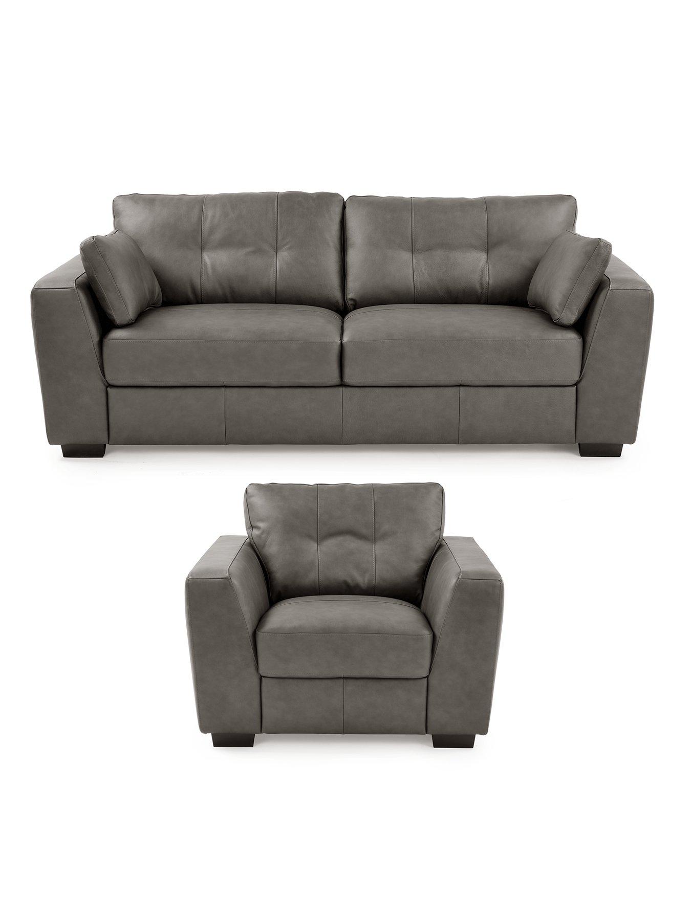The Very Collection: Arden 3 Seater Leather Sofa + Chair