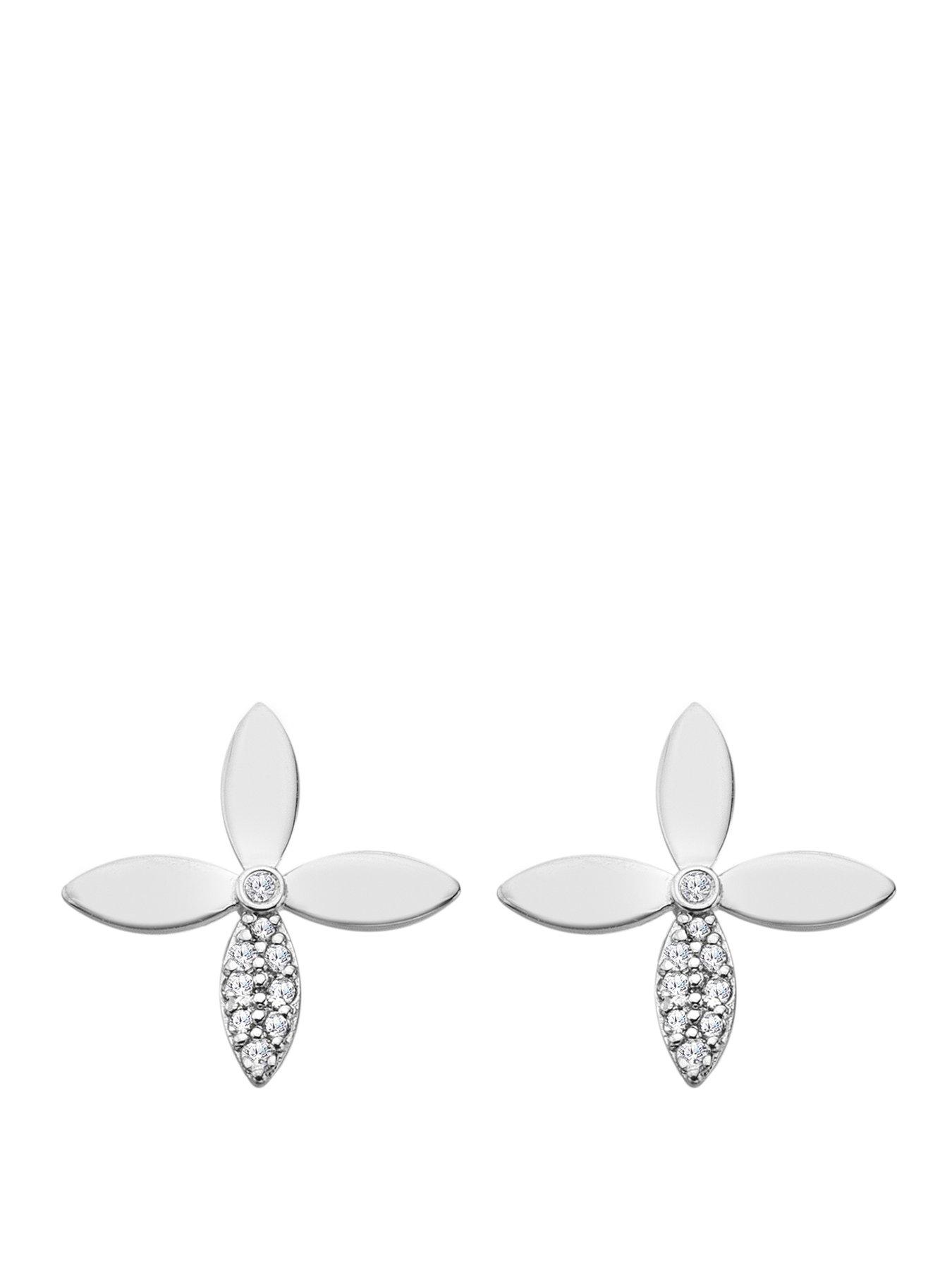 Hot Diamonds Cross Flower Stud Earrings