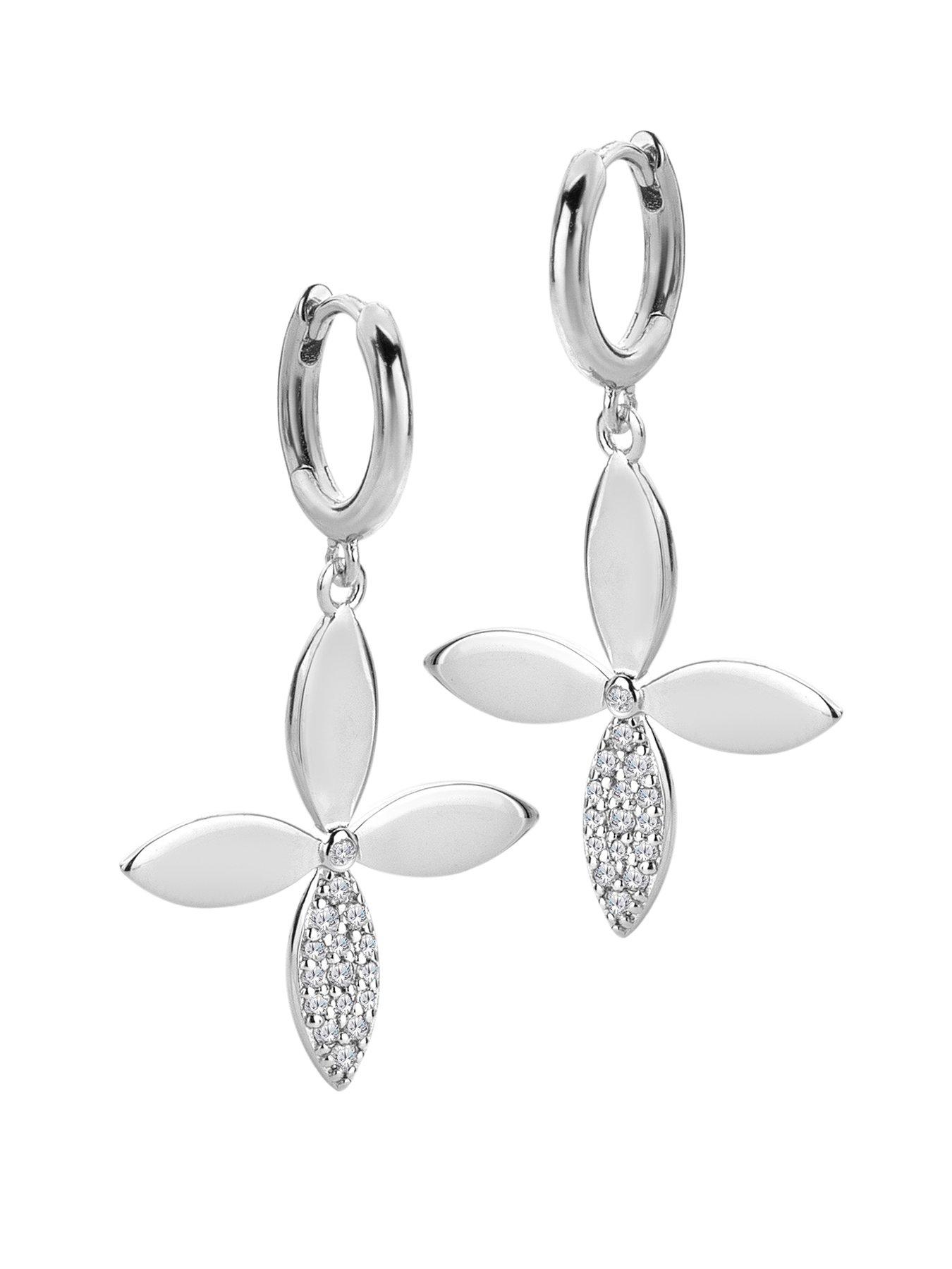 Hot Diamonds Cross Flower Drop Earrings