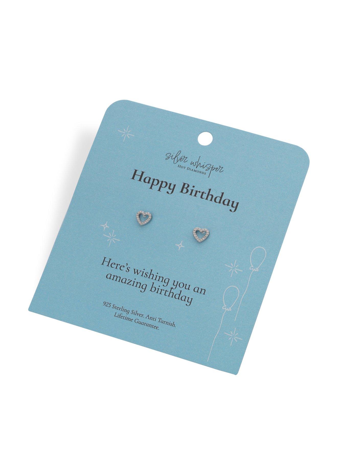 Image 3 of 3 of Silver Whisper Happy Birthday Earrings