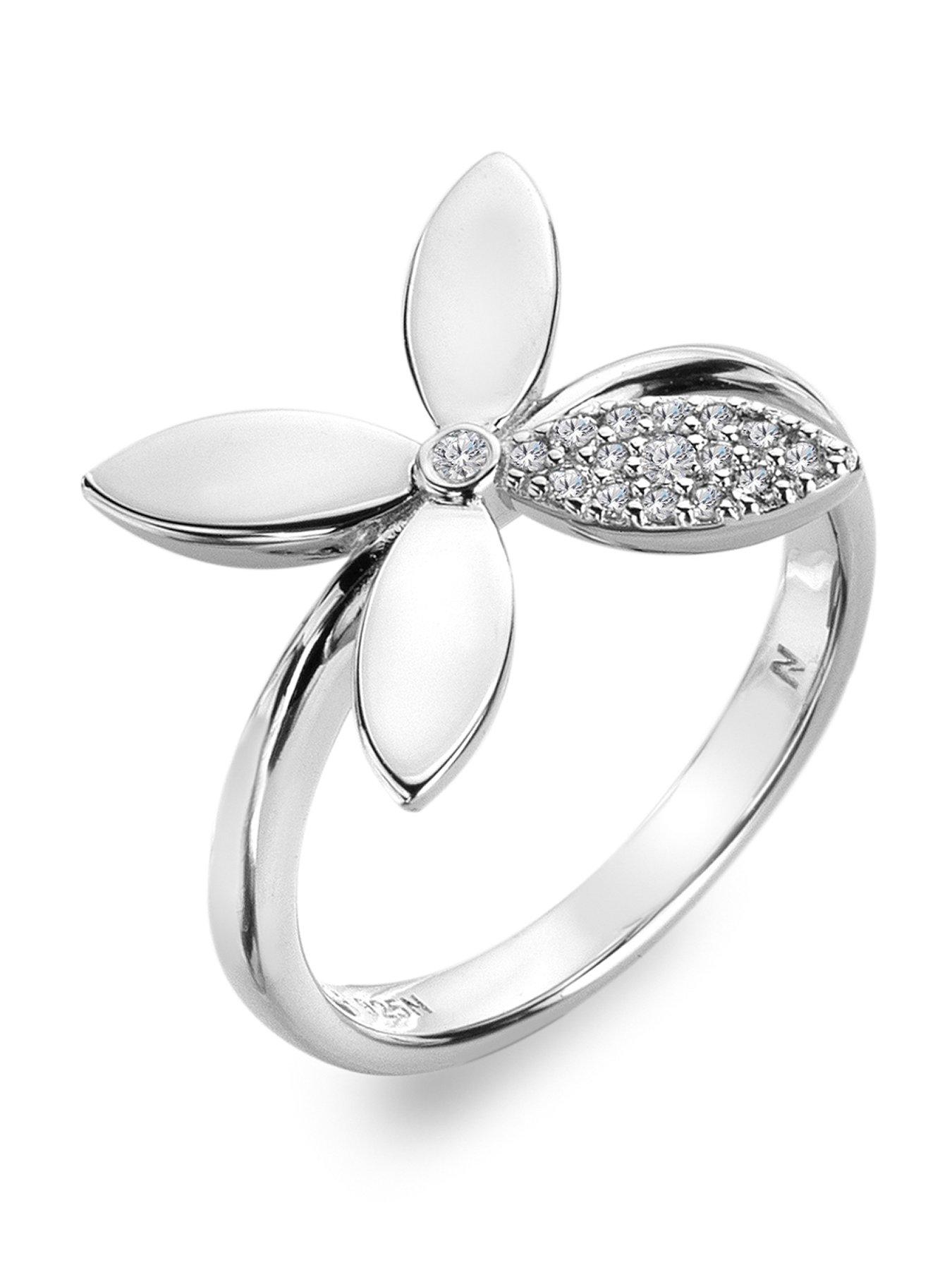 Hot Diamonds Cross Flower Ring