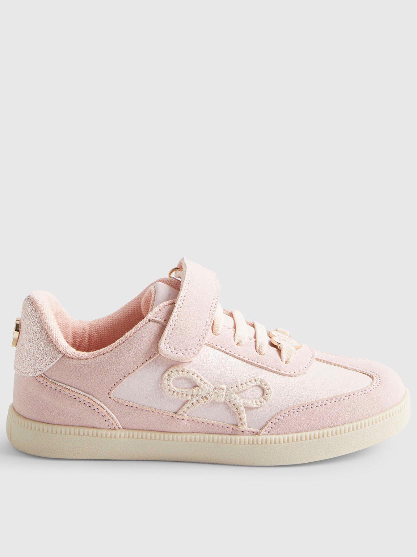 Image 1 of 5 of River Island Older Girls Bow Strap Trainers - Pink