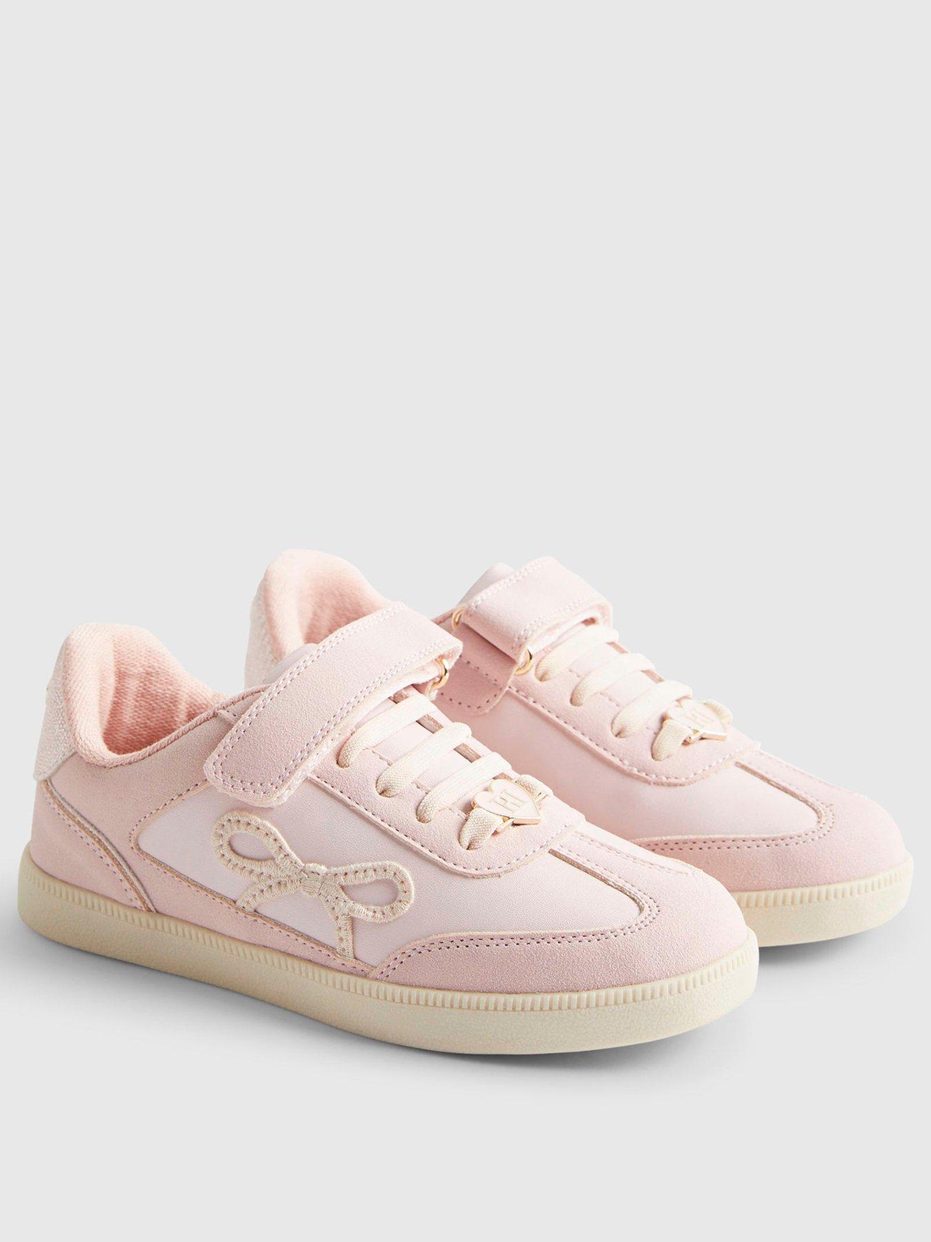 Image 2 of 5 of River Island Older Girls Bow Strap Trainers - Pink