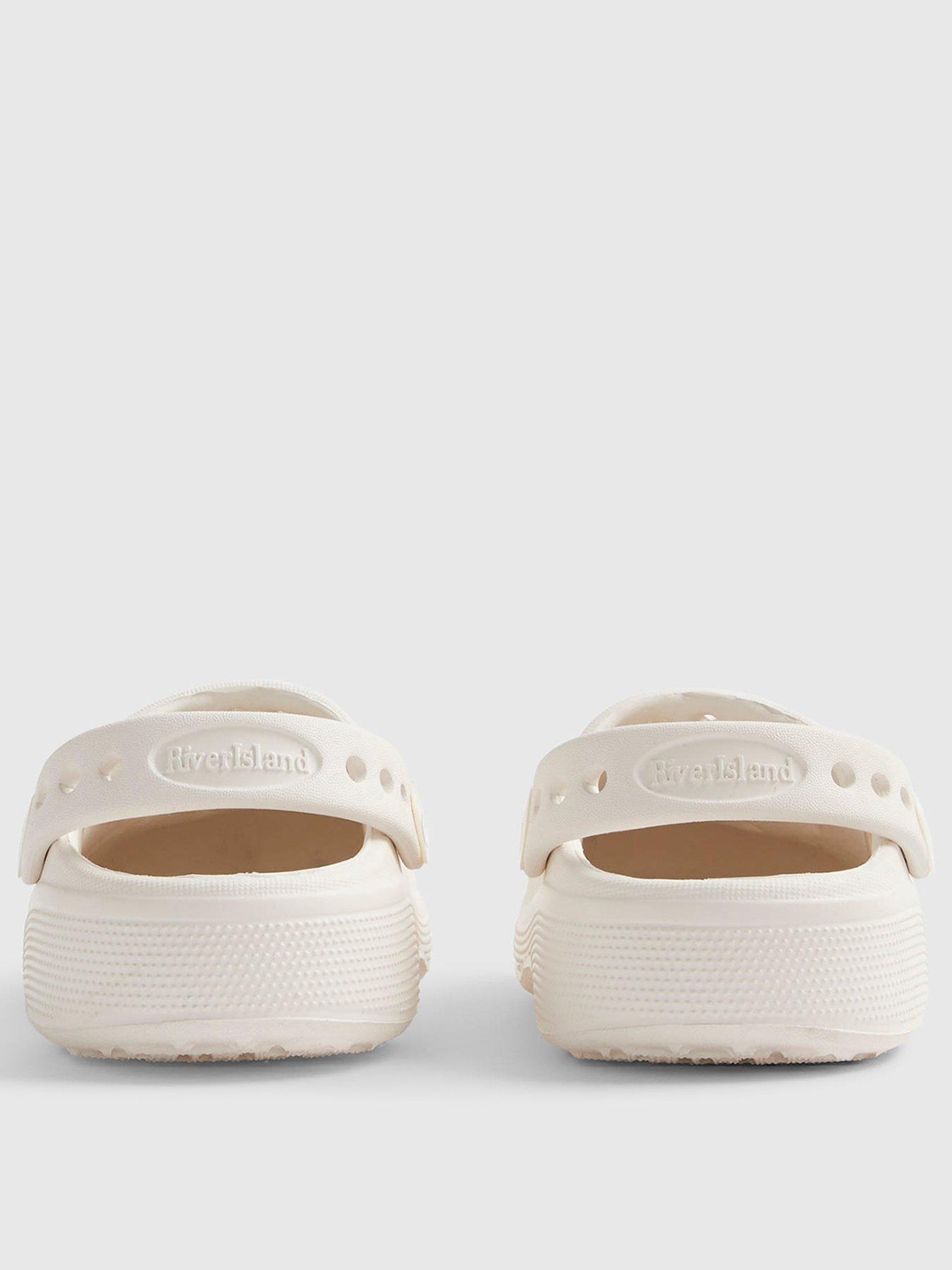 Image 3 of 5 of River Island Mini Girls Shell Gem Clog Sandals - White