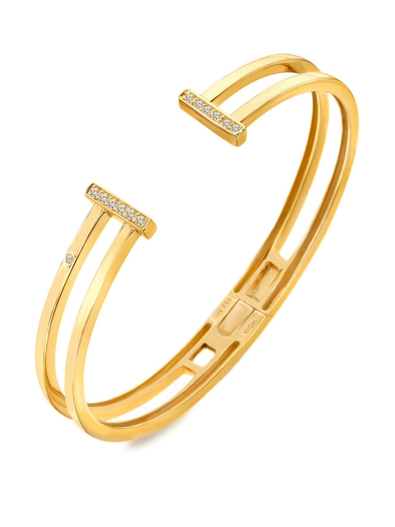 Hot Diamonds Double T Bar Bangle - YGP