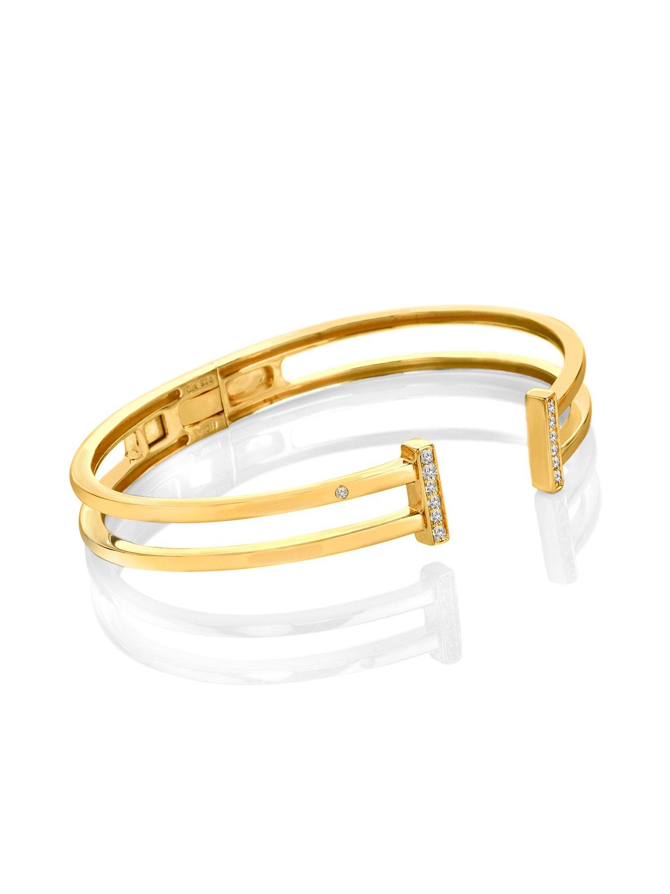 Image 2 of 3 of Hot Diamonds Double T Bar Bangle - YGP