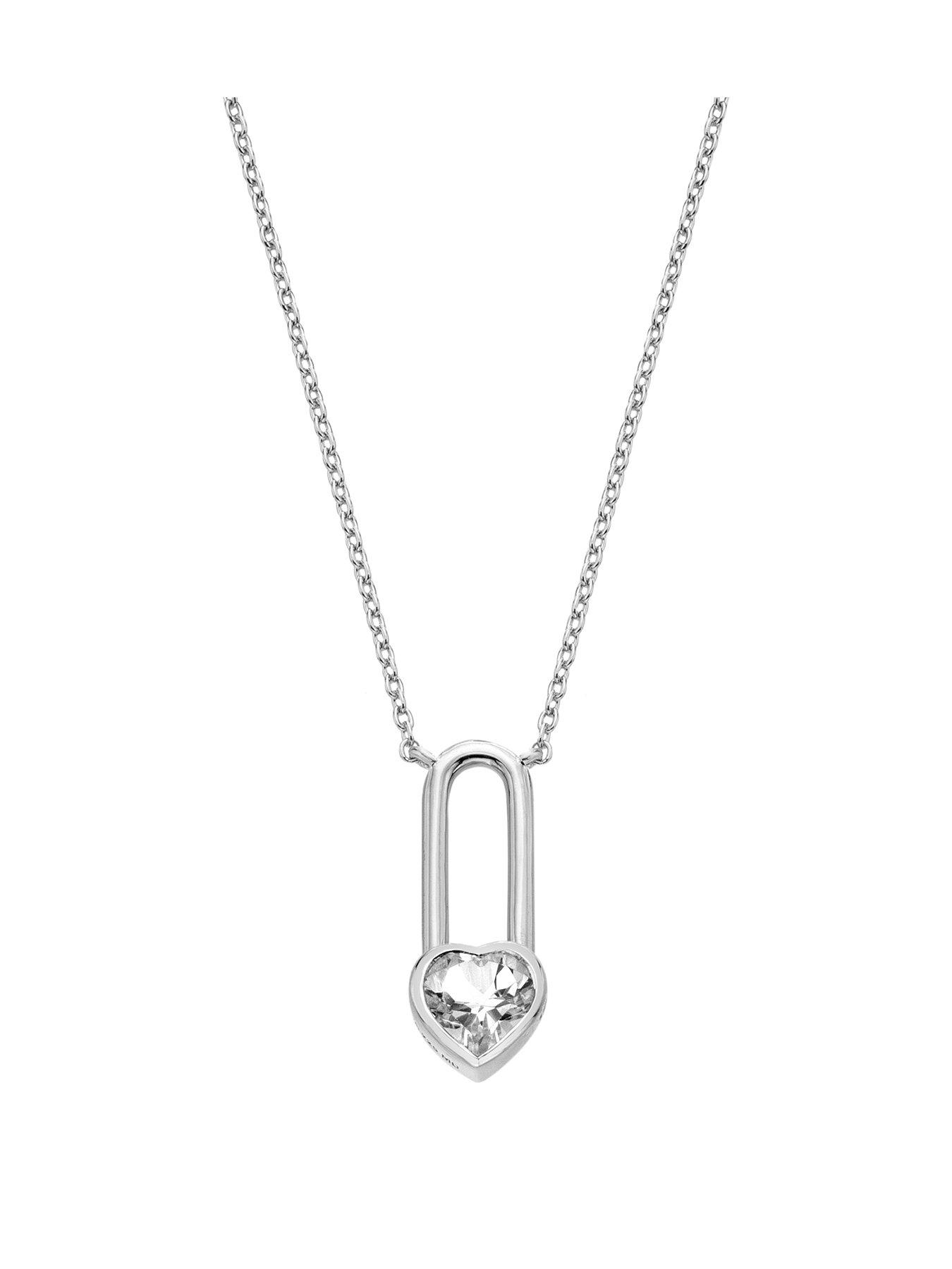 Hot Diamonds Solitaite Oblong Necklace - Heart