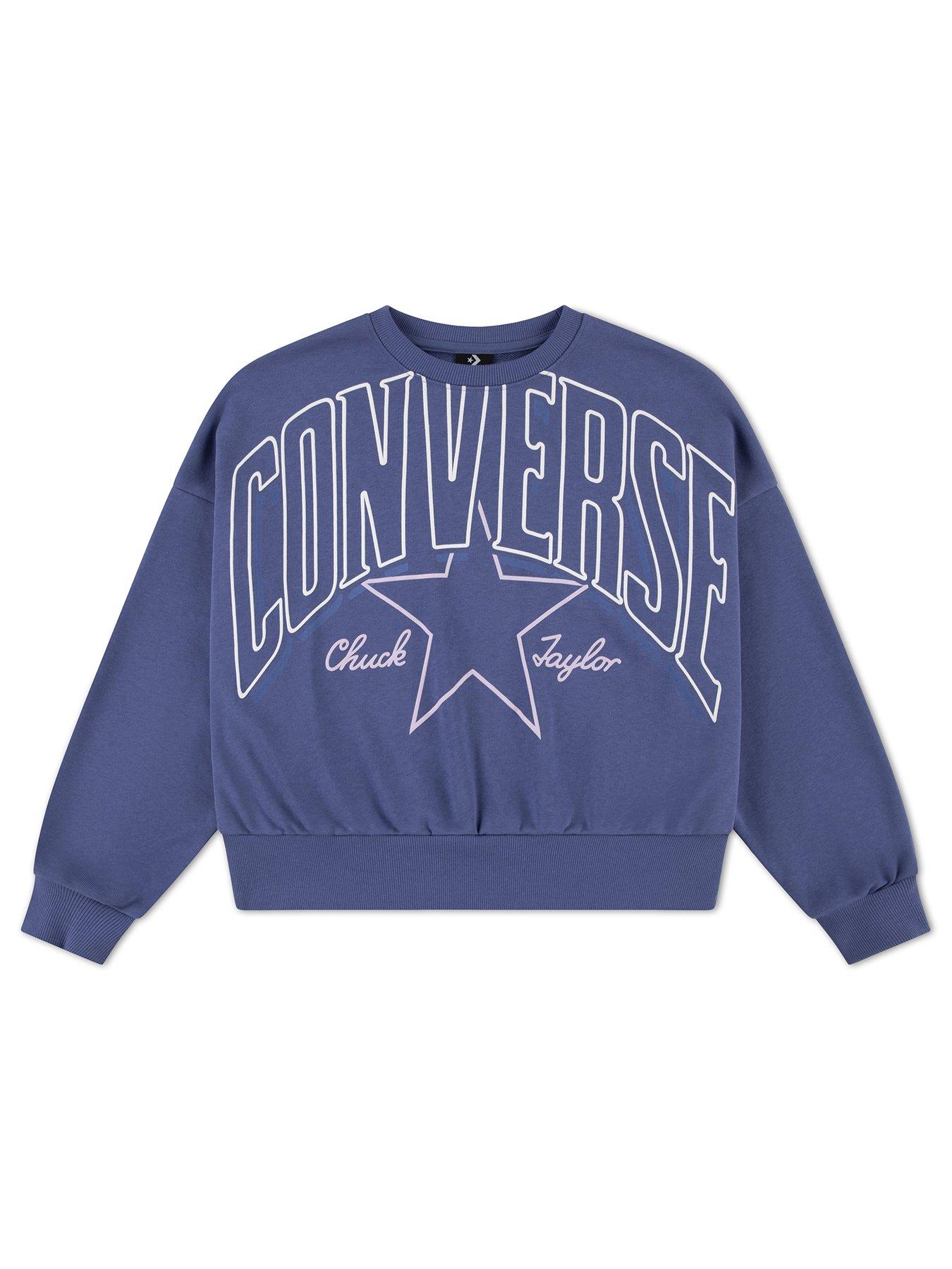 Converse Girls Relaxed Boxy Graphic Crew, Purple, Size 12-13 Years