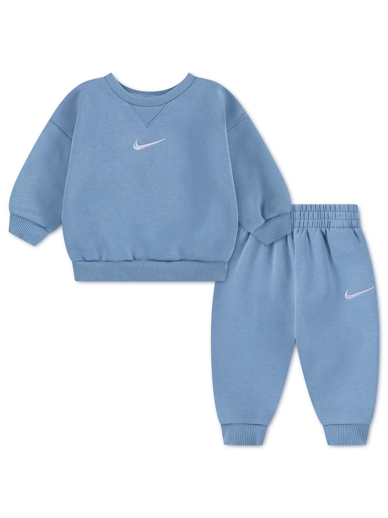 Nike Unisex Essential Fleece Crew Set, Blue, Size 18 Months