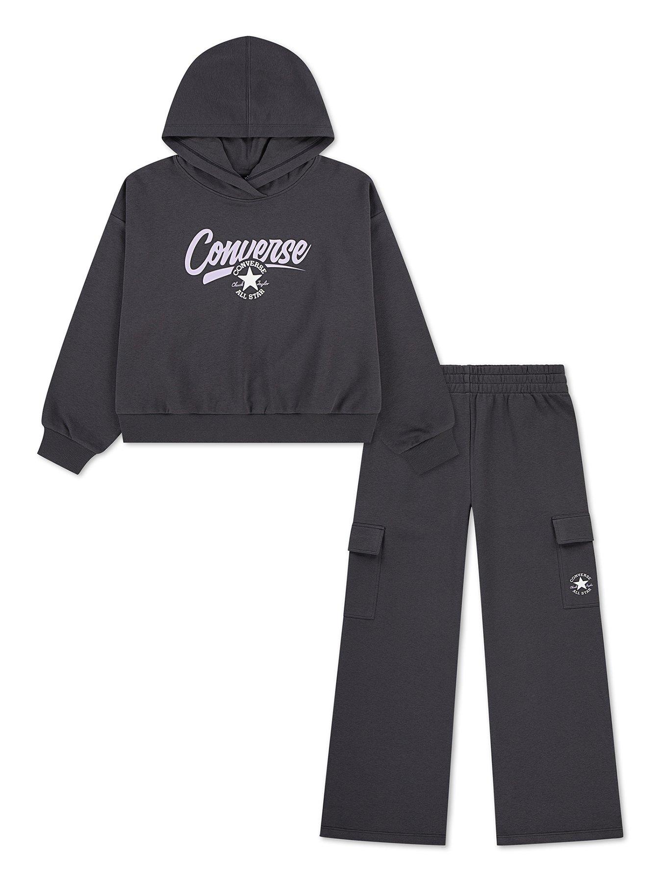 Converse Girls Hoodie And Cargo Pant Set - Black