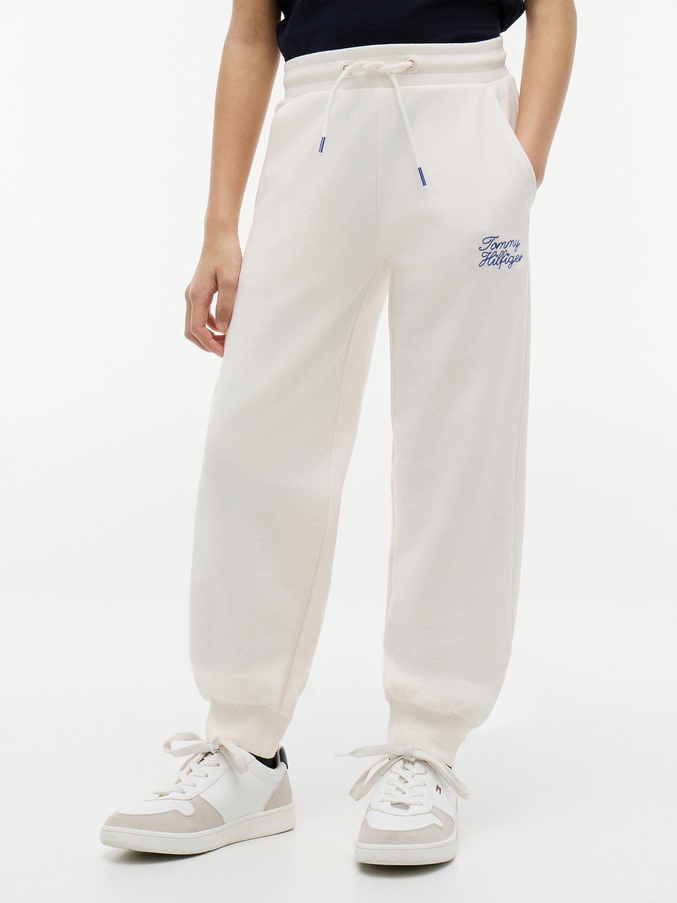 Image 1 of 5 of Tommy Hilfiger Rope Logo Terry Relaxed Joggers - Off White