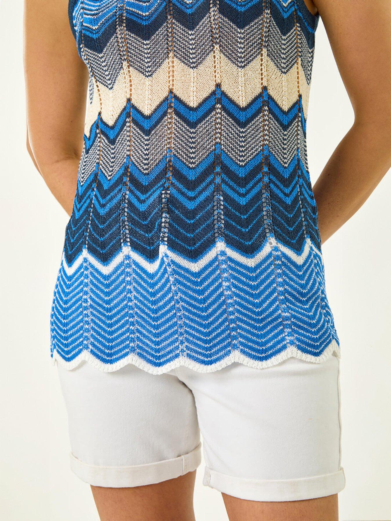 Image 5 of 5 of Roman Wave Chevron Knitted Vest - Blue