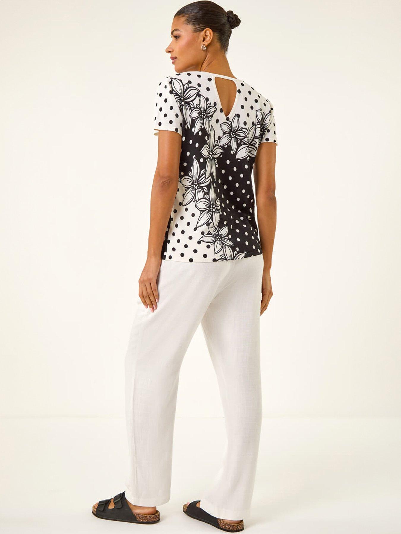 Image 2 of 5 of Roman Polka Dot Floral Knit Top