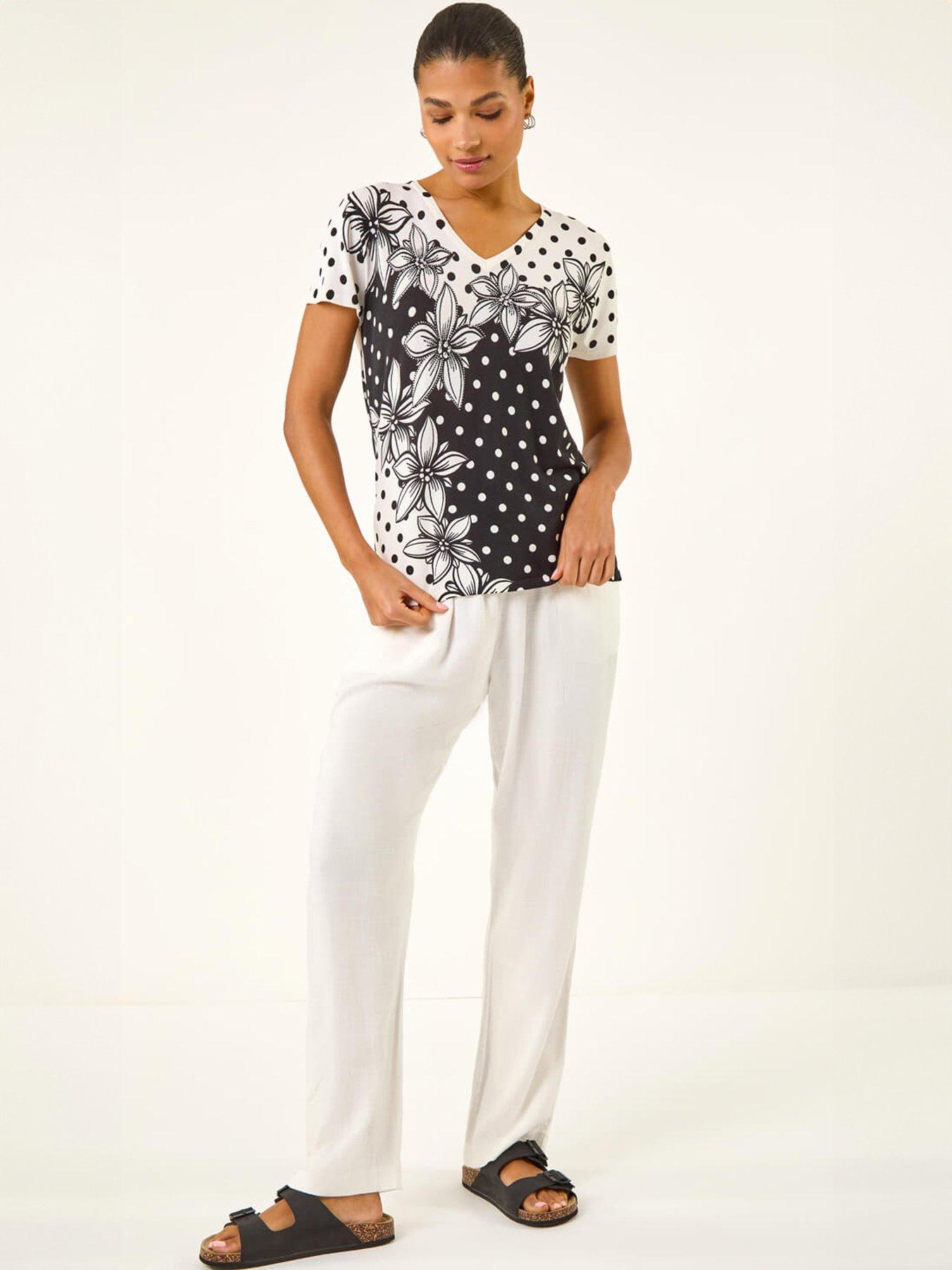 Image 3 of 5 of Roman Polka Dot Floral Knit Top