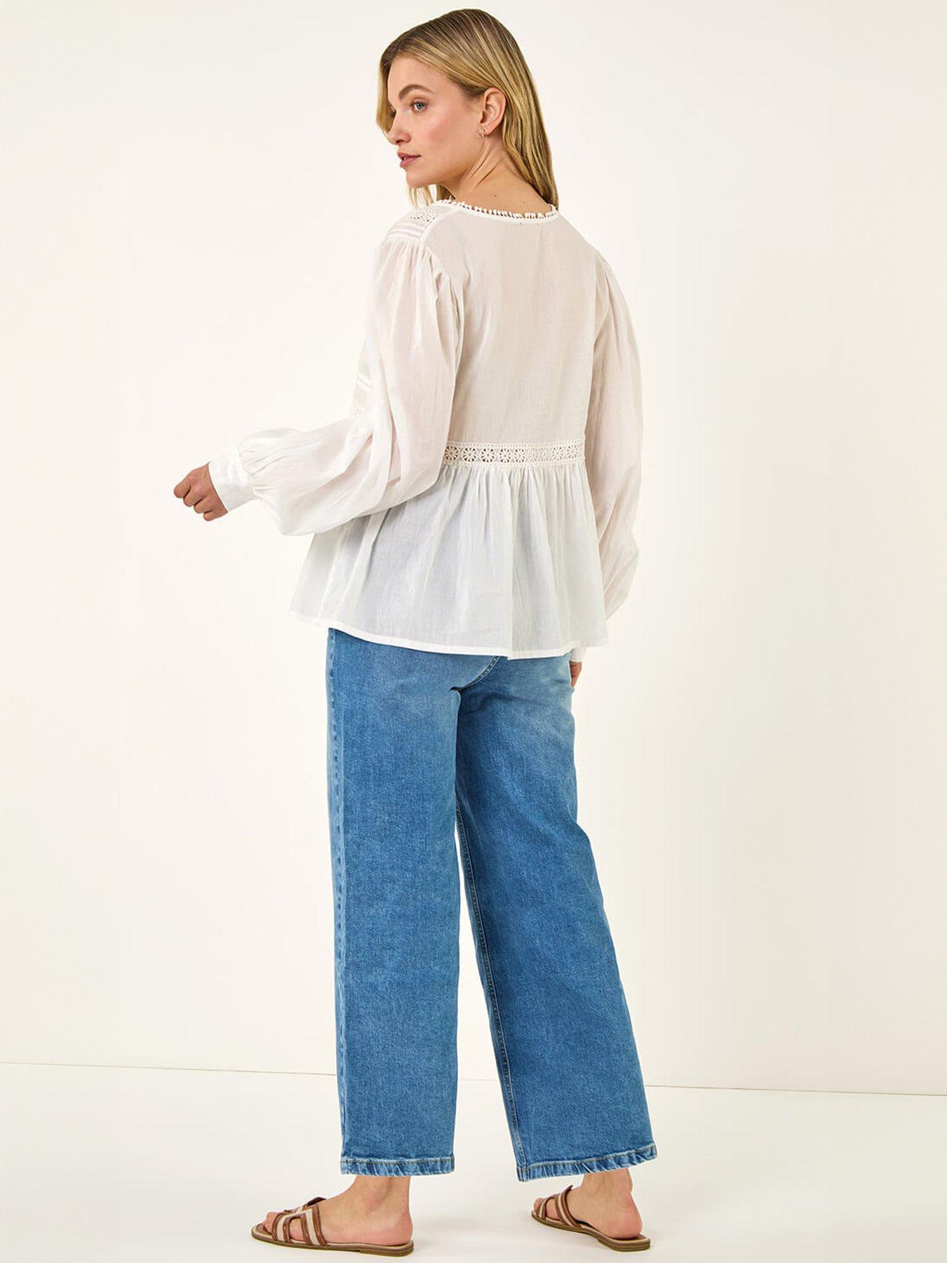 Image 2 of 5 of Roman Dusk Cotton Lace Pintuck Top