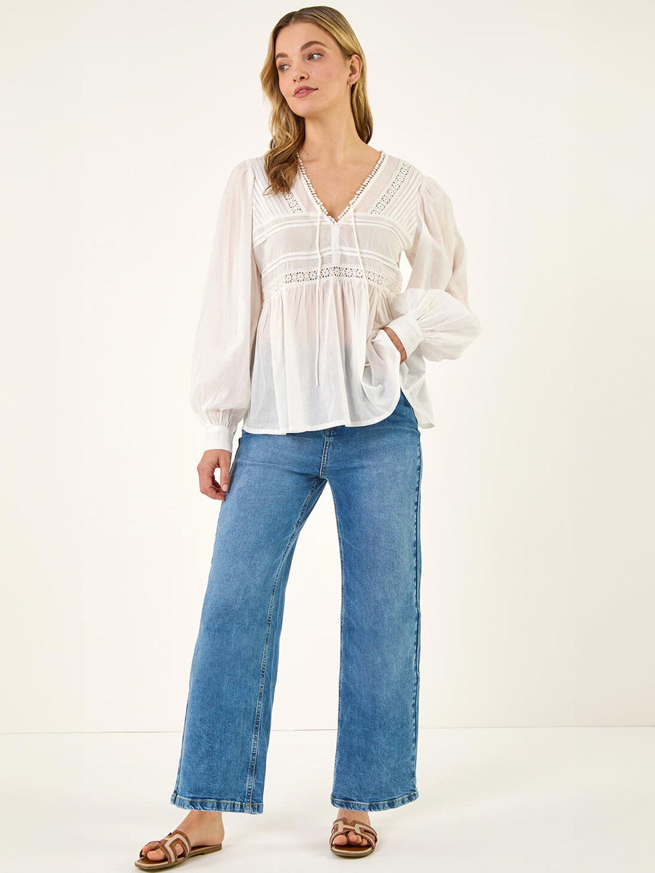 Image 3 of 5 of Roman Dusk Cotton Lace Pintuck Top