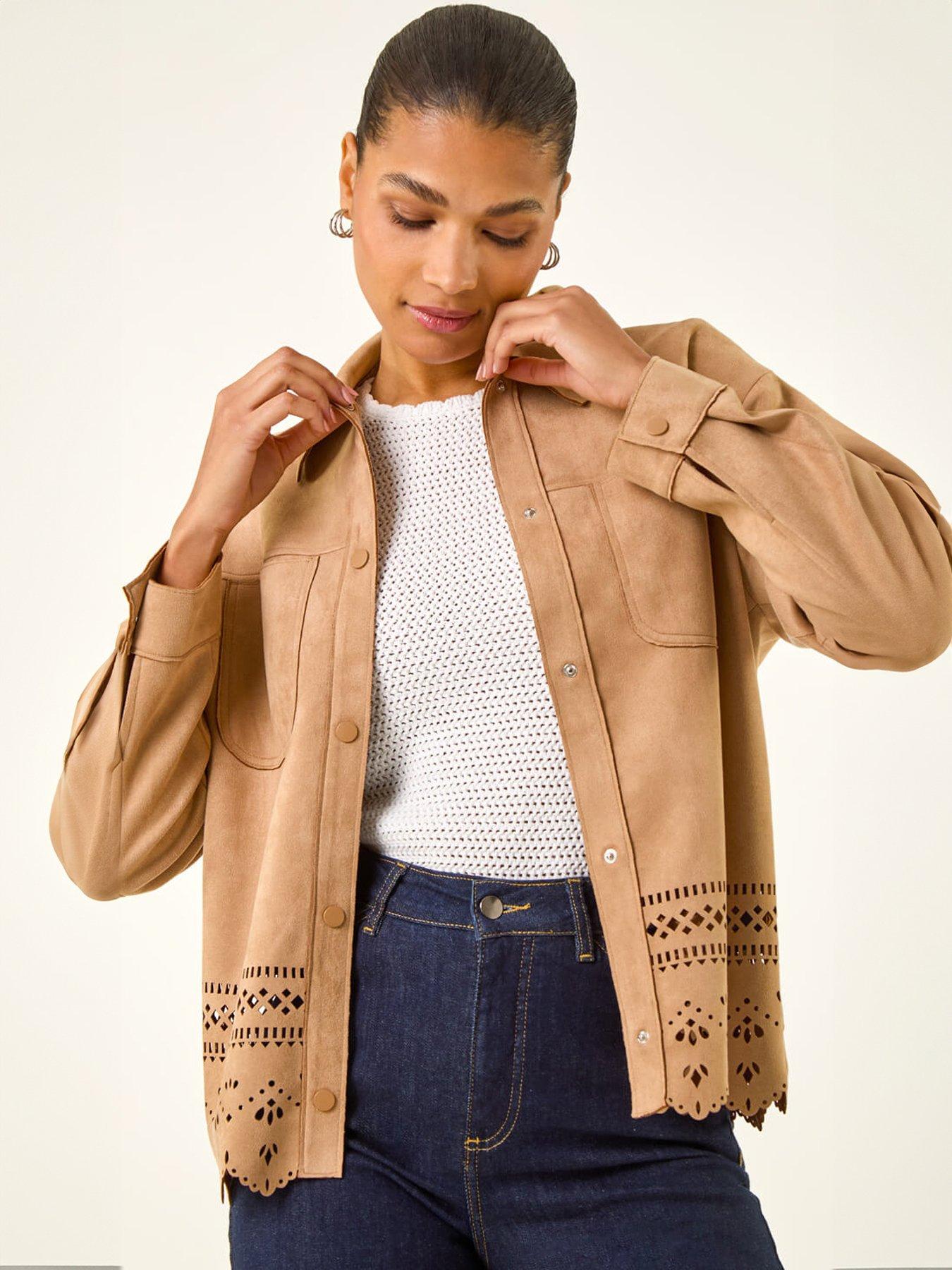 Roman Faux Suede Cut Out Shacket