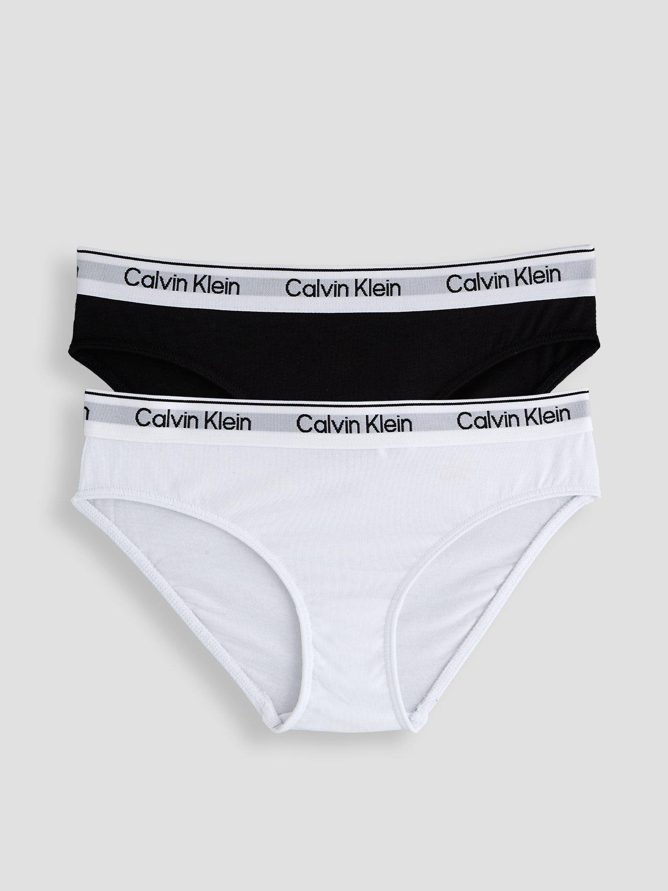 Image 1 of 5 of Calvin Klein Girls 2 Pack Modern Cotton Bikini Briefs - Black/White - Multi