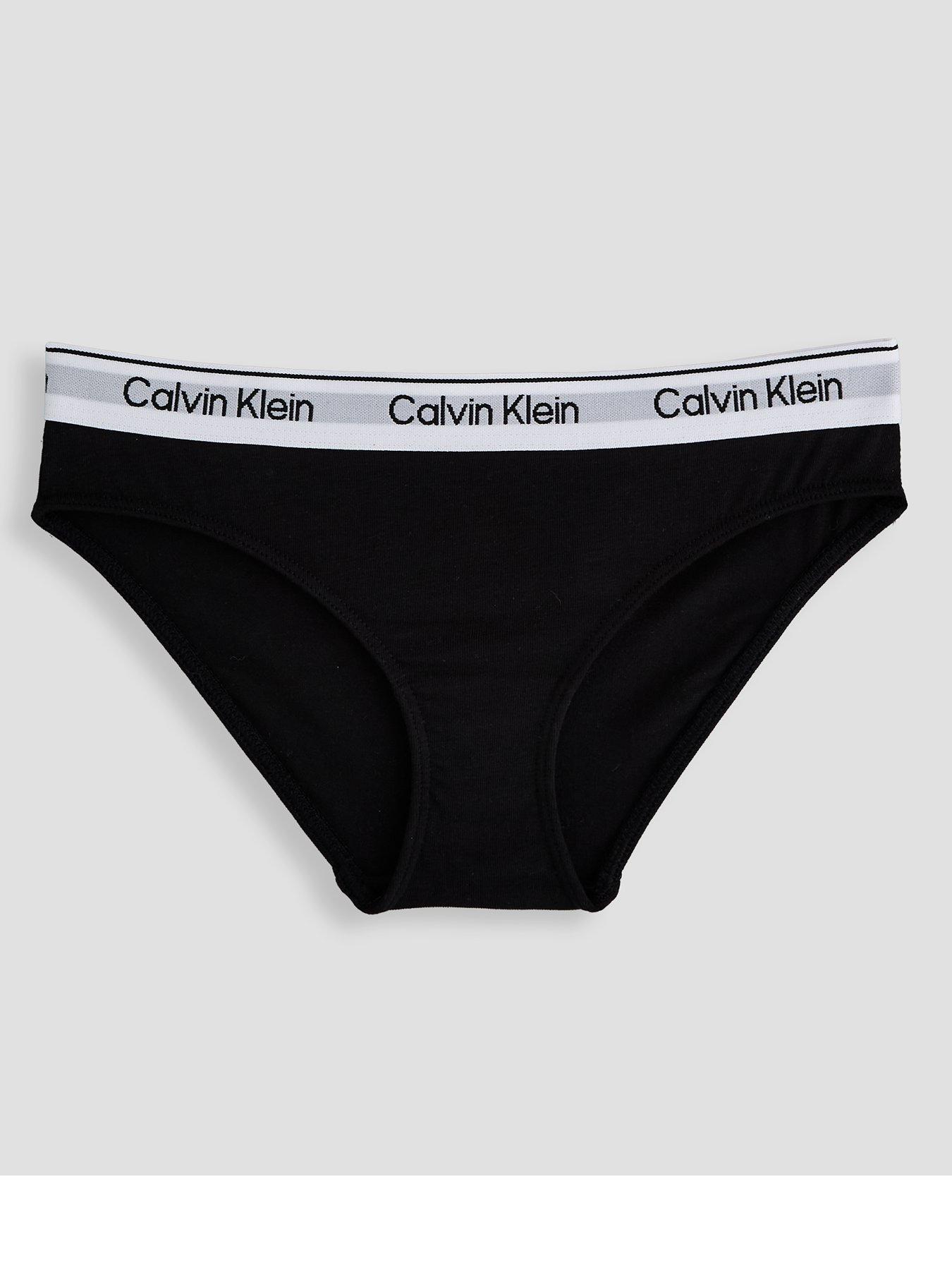 Image 3 of 5 of Calvin Klein Girls 2 Pack Modern Cotton Bikini Briefs - Black/White - Multi