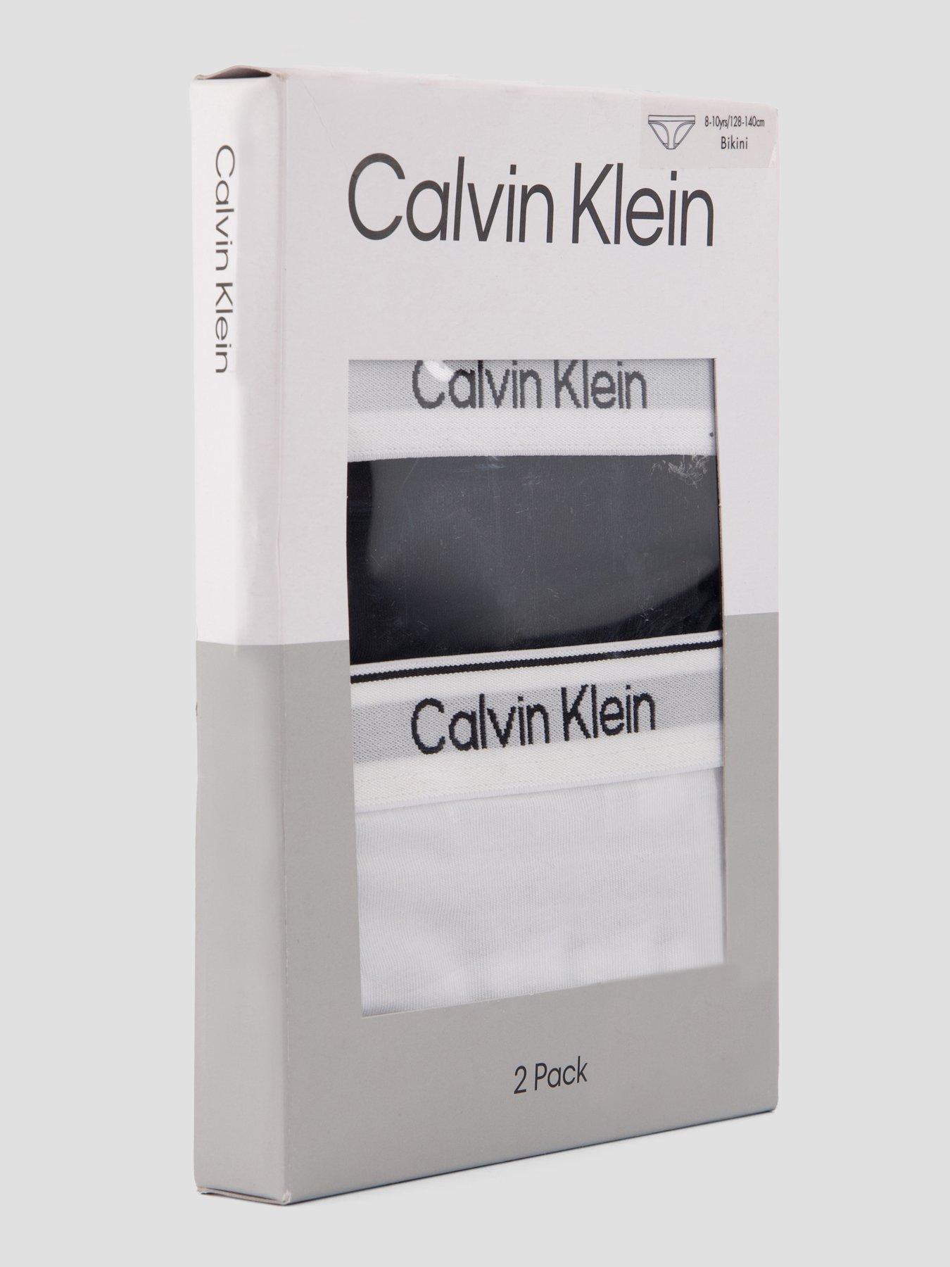 Image 5 of 5 of Calvin Klein Girls 2 Pack Modern Cotton Bikini Briefs - Black/White - Multi