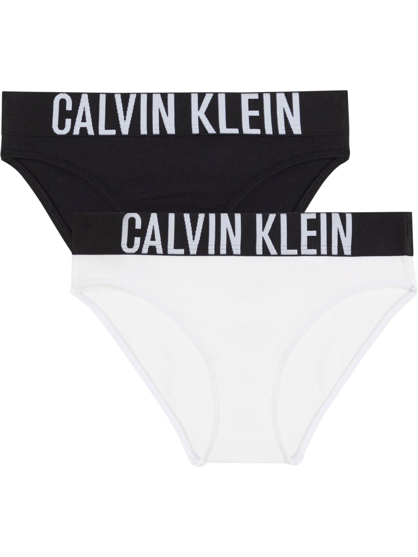 Image 1 of 1 of Calvin Klein Girls 2 Pack Intense Power Bikini Briefs - Black/White