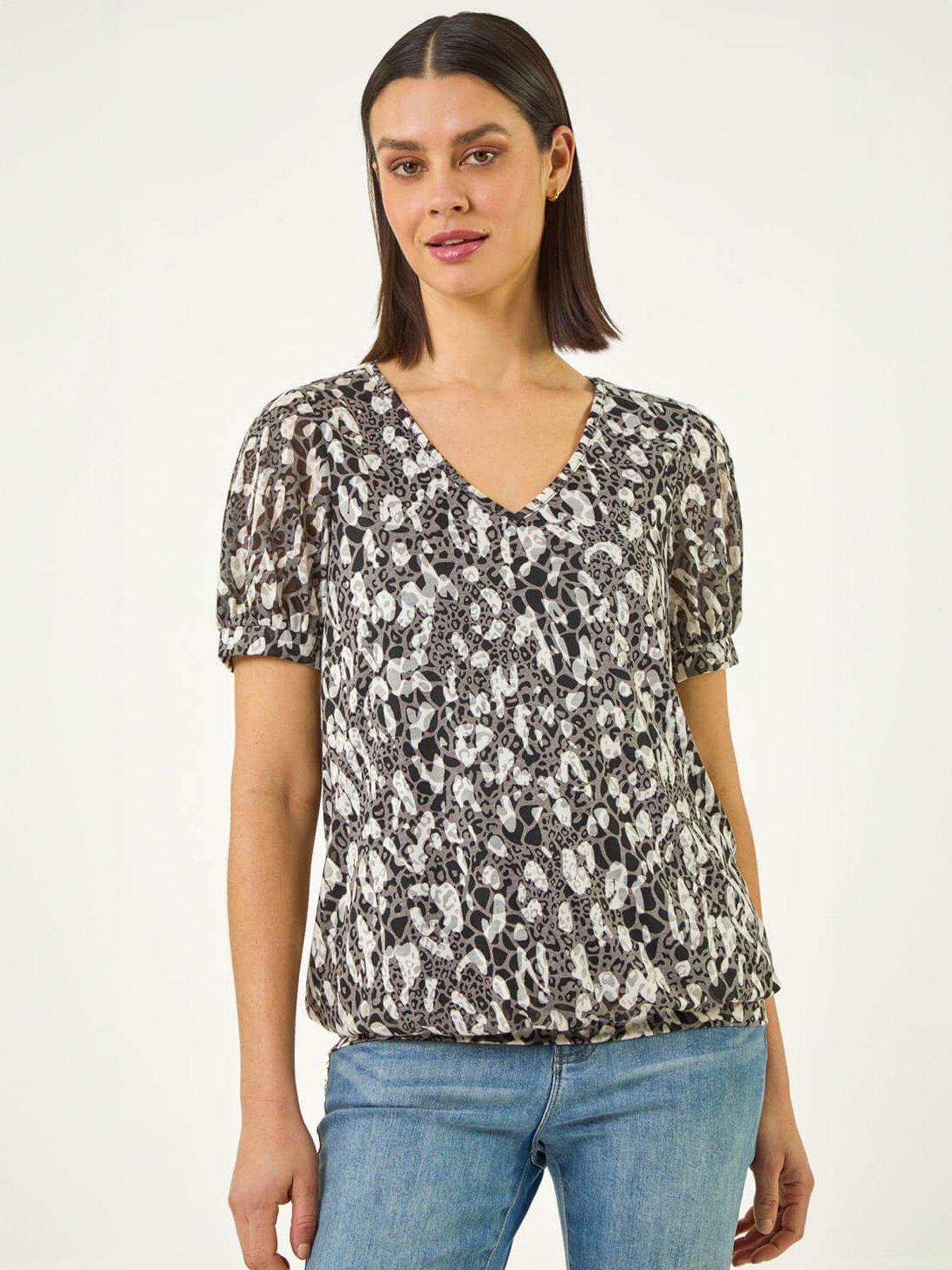 Roman Animal Print Burnout Top