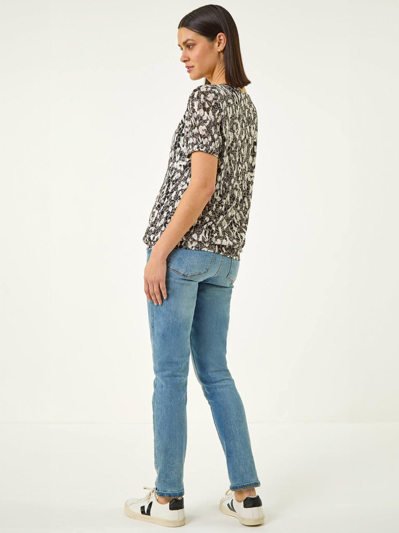 Image 2 of 5 of Roman Animal Print Burnout Top