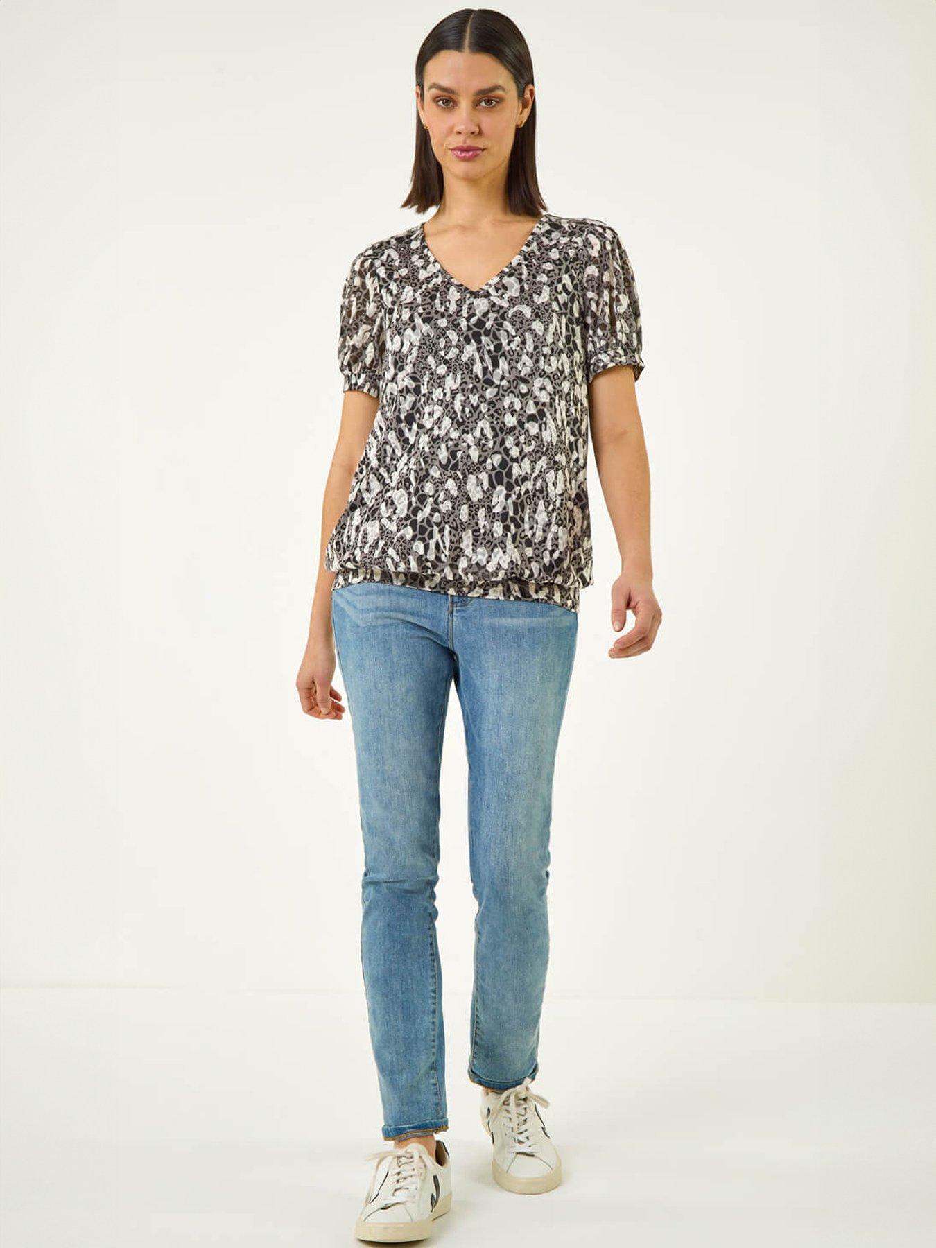 Image 3 of 5 of Roman Animal Print Burnout Top