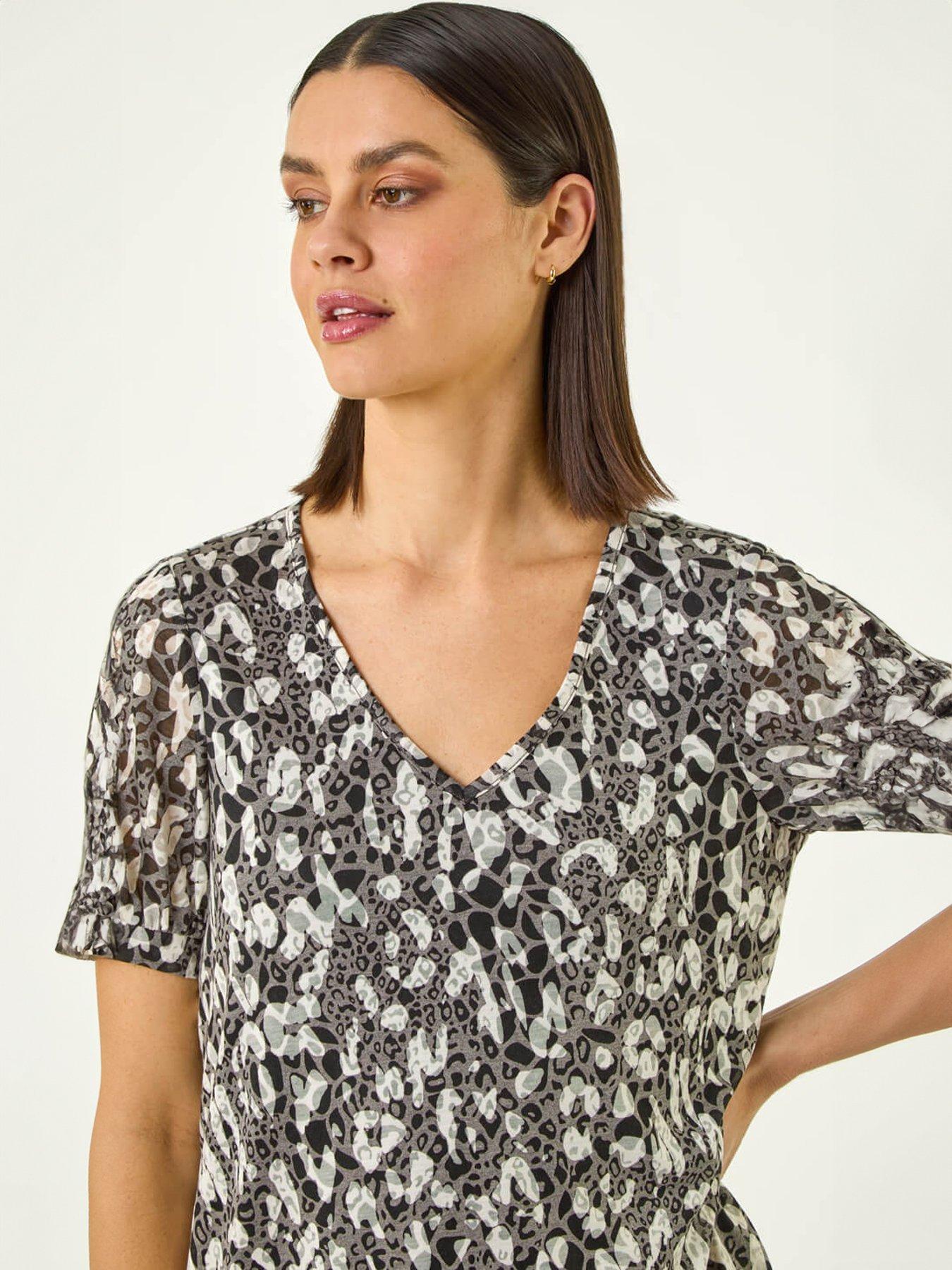 Image 4 of 5 of Roman Animal Print Burnout Top