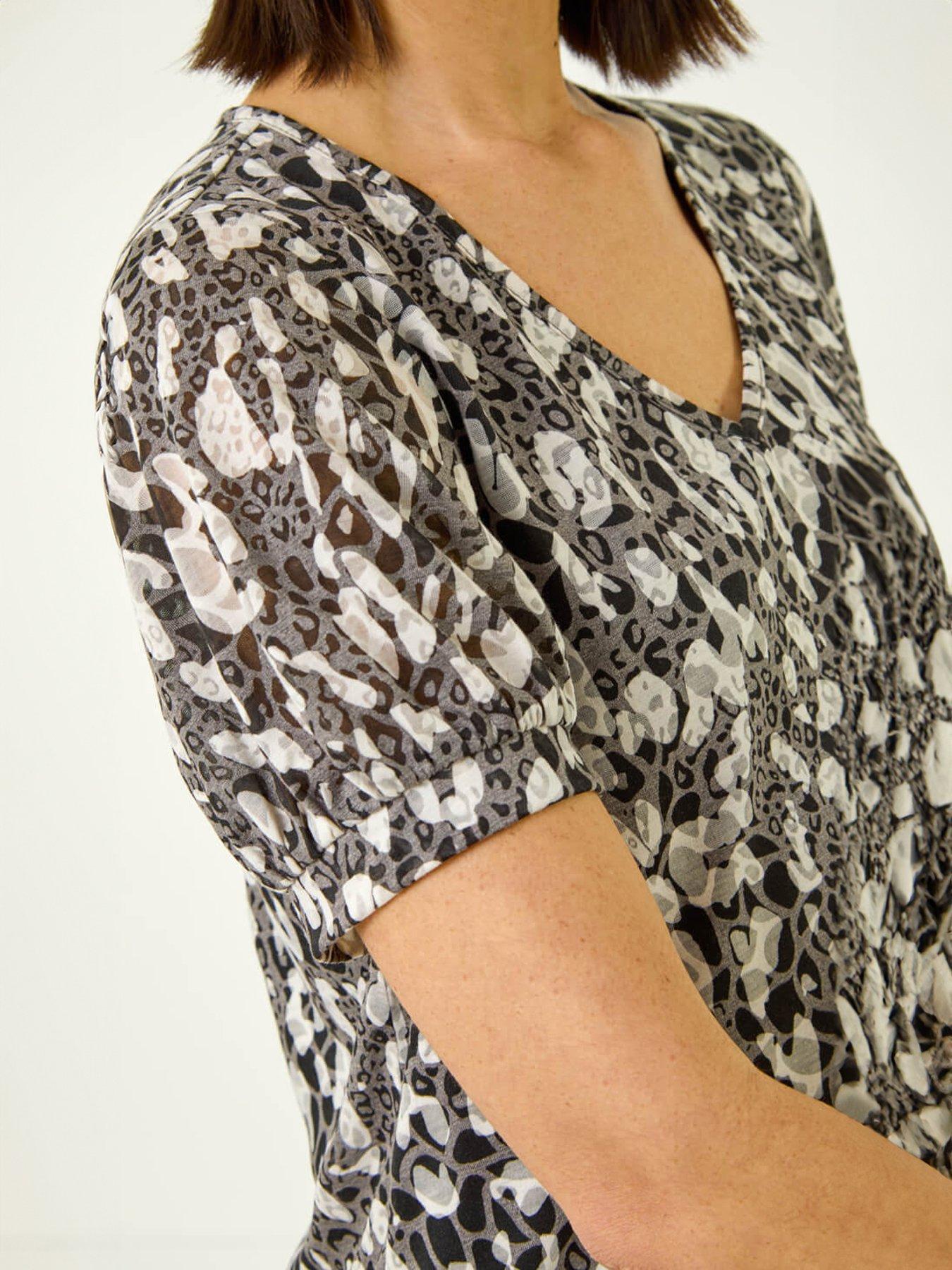 Image 5 of 5 of Roman Animal Print Burnout Top