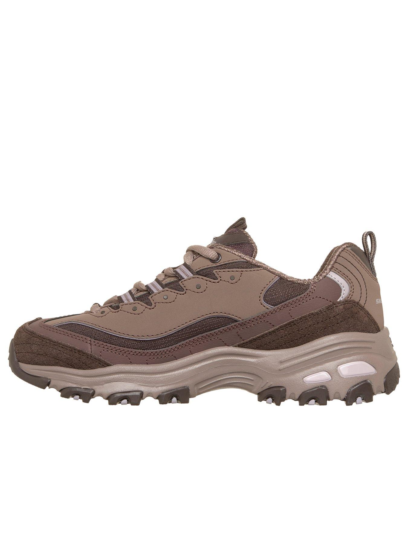 Image 6 of 6 of Skechers D'Lites Layered Quarter Webbing Eyelet Mesh Trainers - Brown