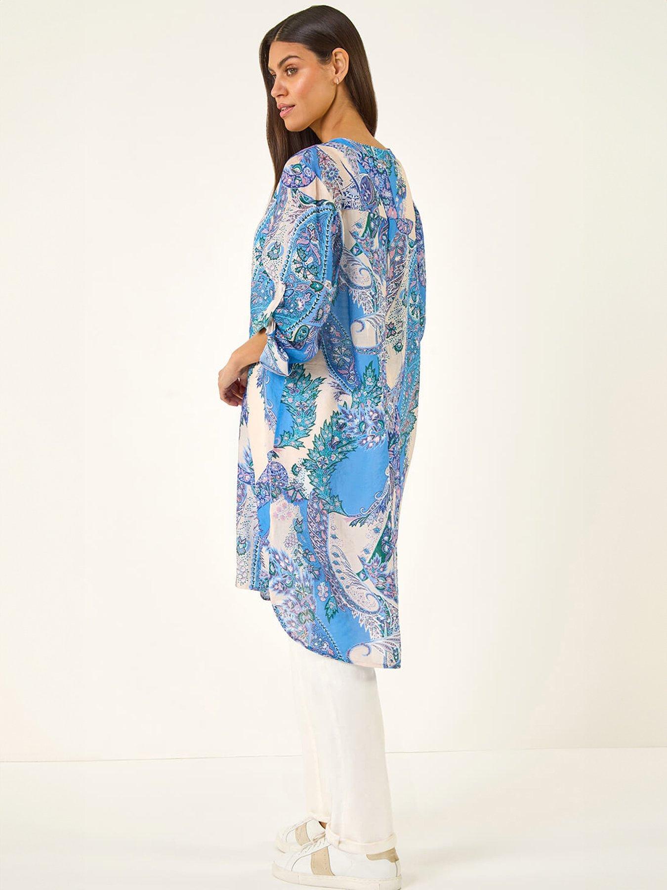 Image 2 of 5 of Roman Paisley Print Longline Blouse