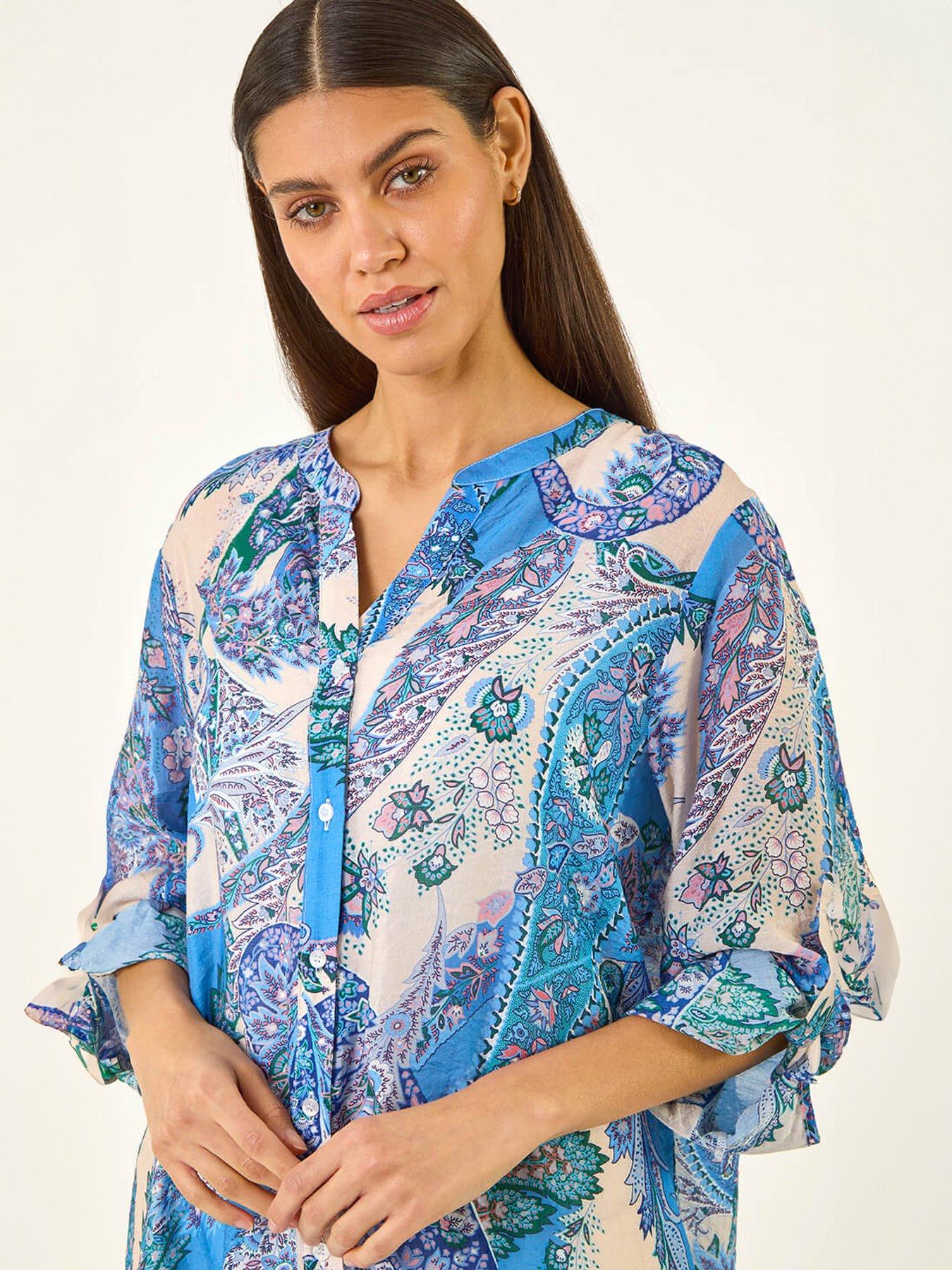 Image 4 of 5 of Roman Paisley Print Longline Blouse