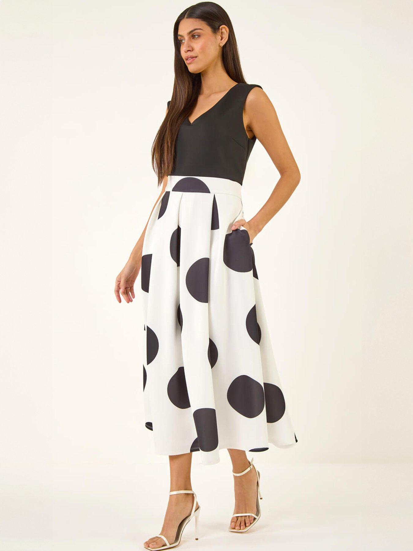 Roman Spot Print Premium Stretch Dress