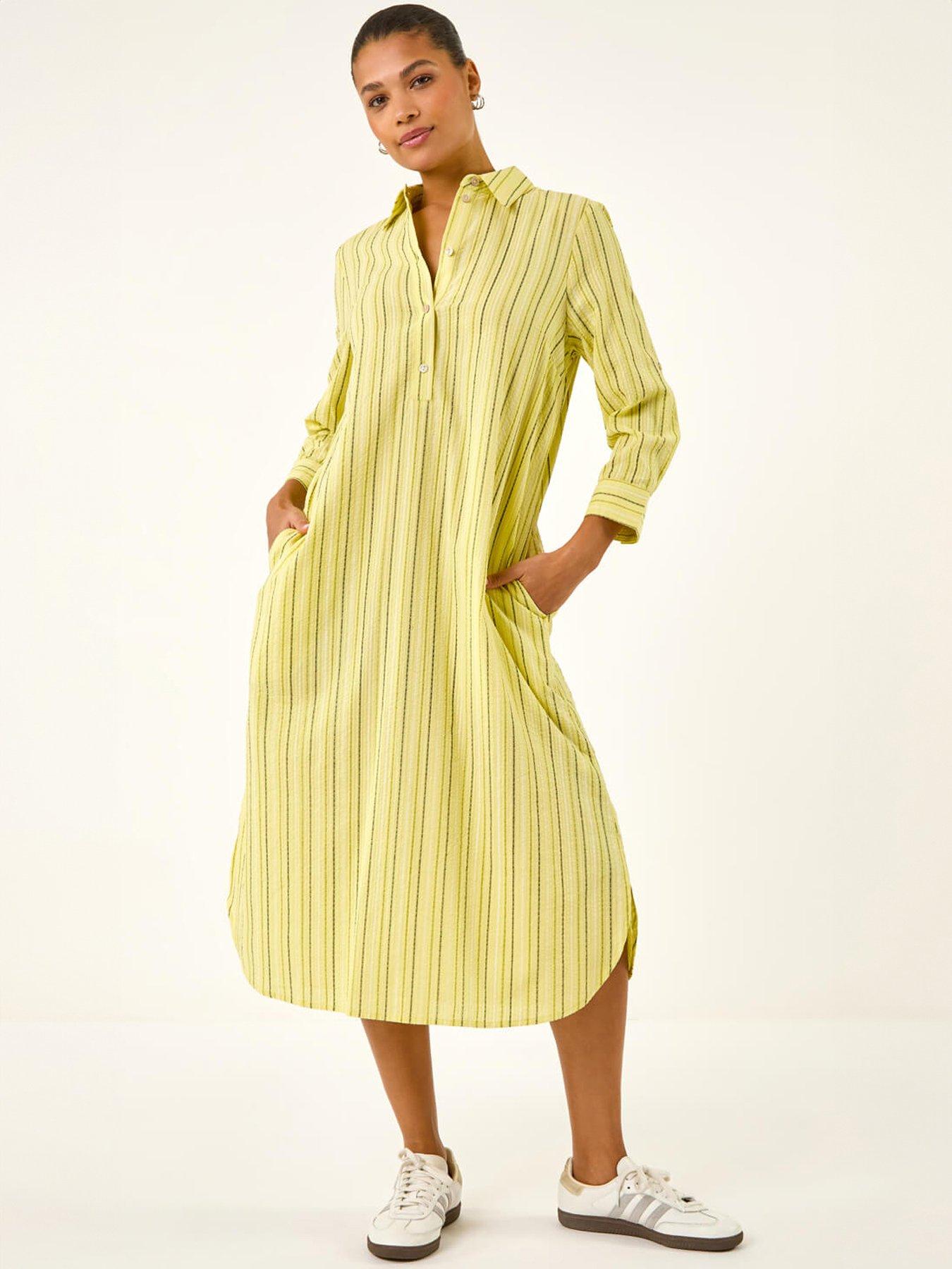 Roman Textured Stripe Shirt Dress