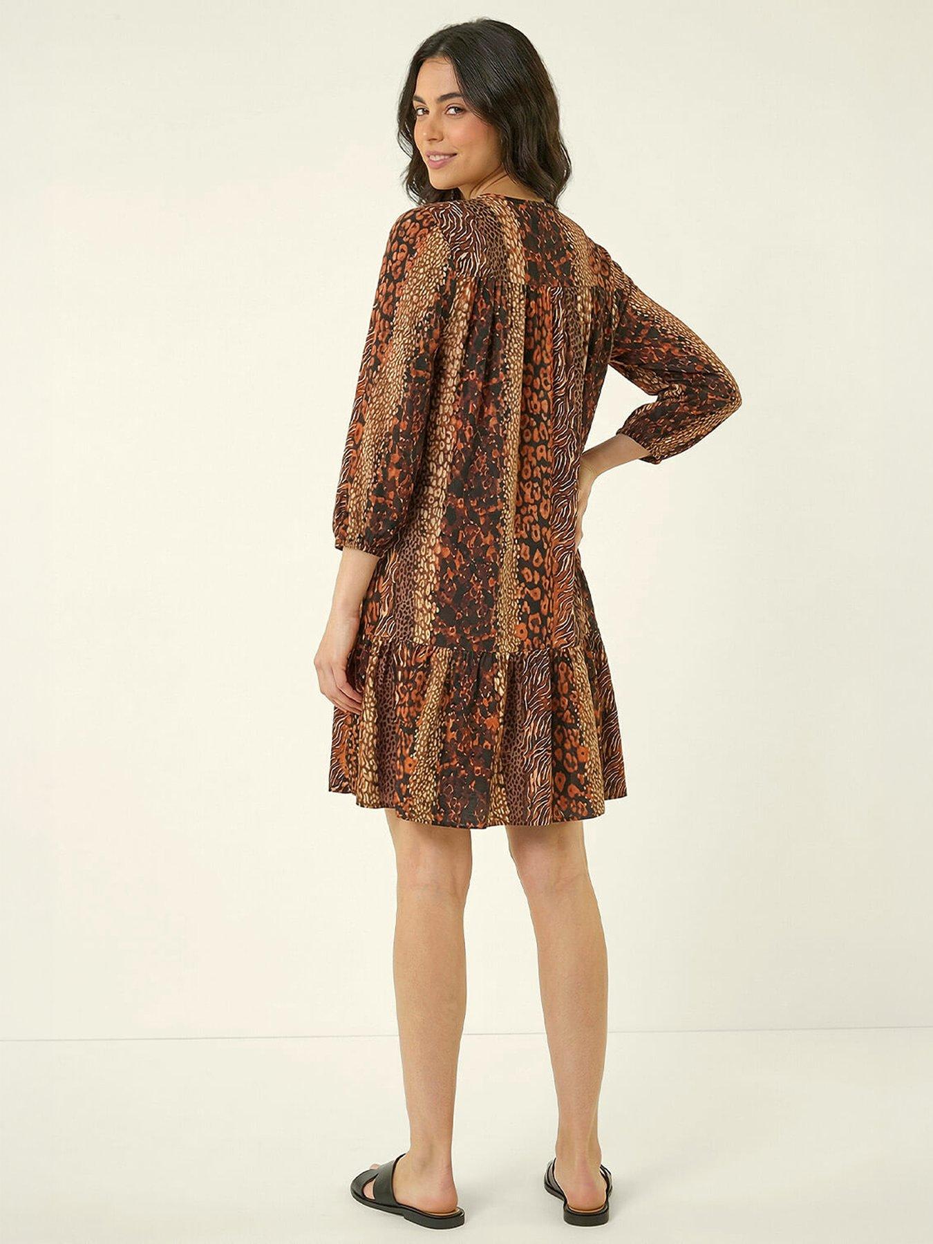 Image 4 of 4 of Roman Abstract Print Smock Stretch Dress