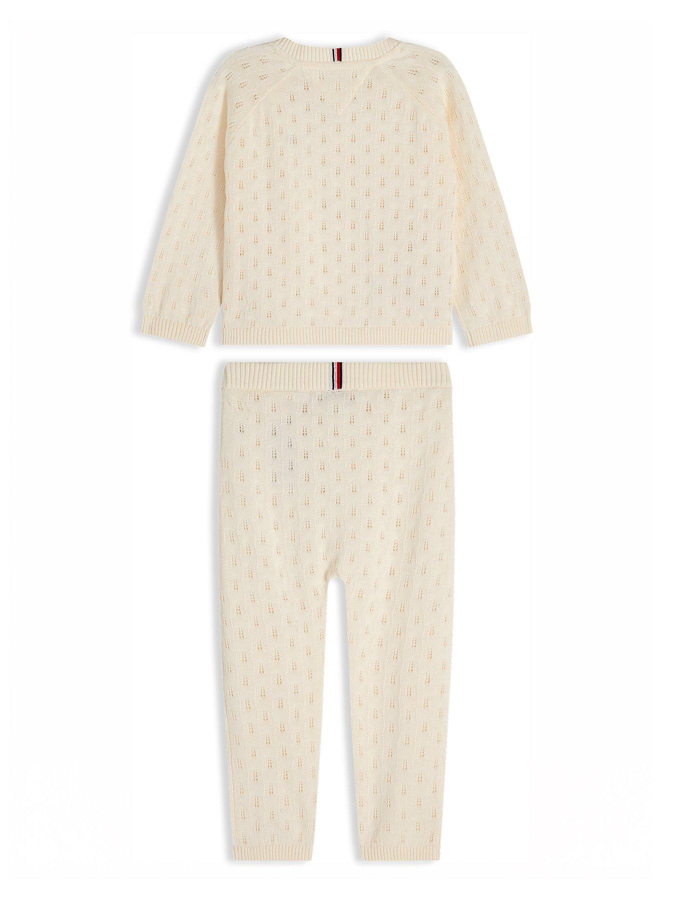 Image 2 of 5 of Tommy Hilfiger Baby Pointelle Knit Sweater and Leggings Gift Set - Cream