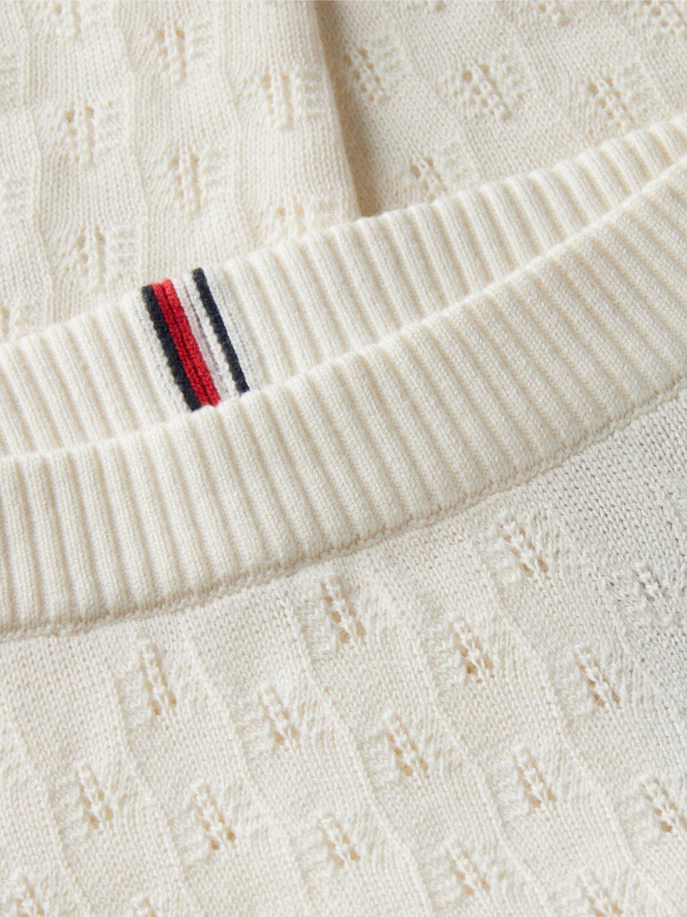 Image 4 of 5 of Tommy Hilfiger Baby Pointelle Knit Sweater and Leggings Gift Set - Cream