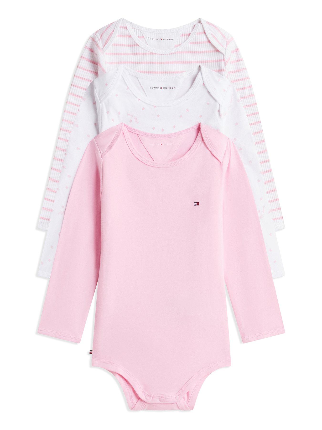 Image 1 of 3 of Tommy Hilfiger Baby Girls 3 Pack Seasonal Long Sleeve Body Giftbox Set - Pink