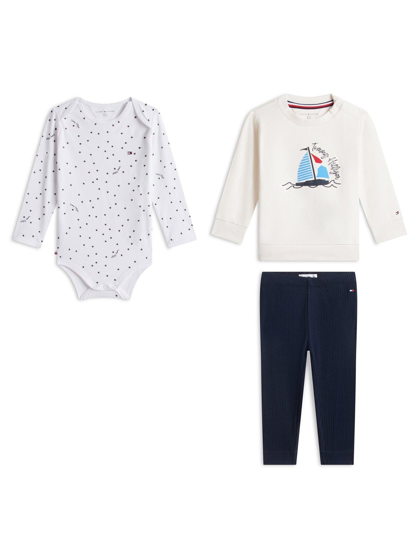 Image 1 of 3 of Tommy Hilfiger Baby Boys 3 Piece Outfit Giftbox - White