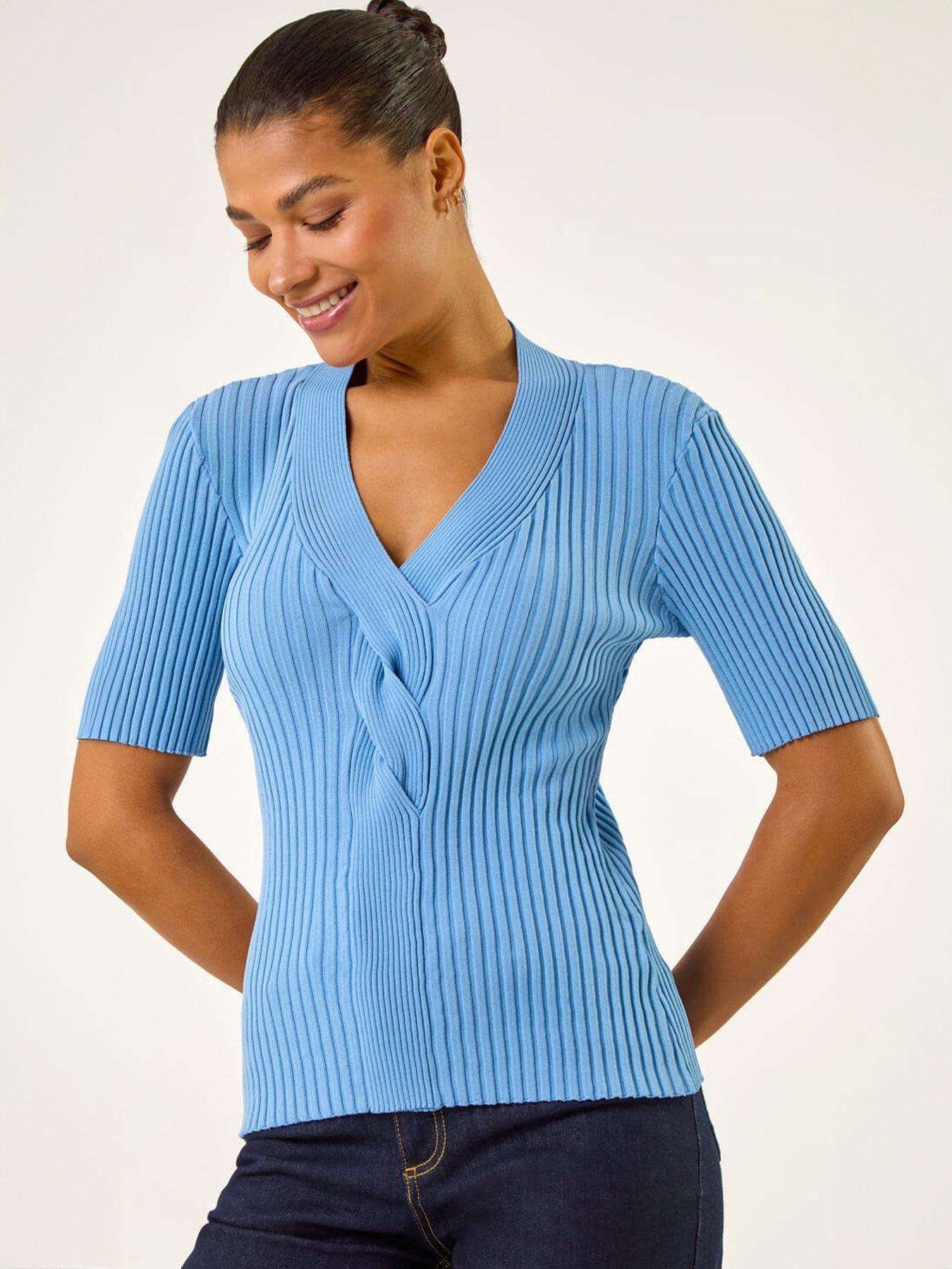 Roman Ribbed V-Neck Cable Knit Jumper