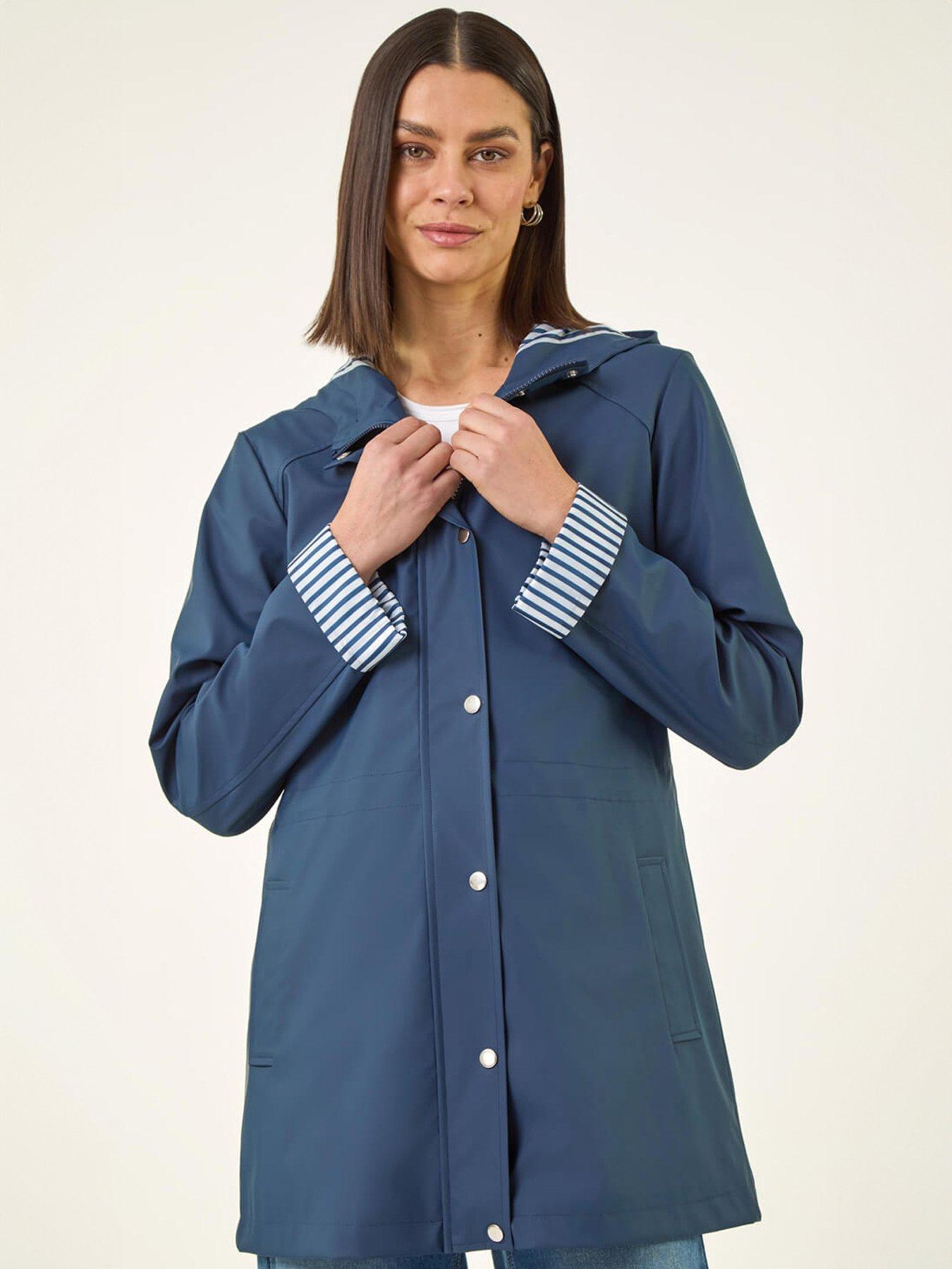 Roman Hooded Stripe Rainmac Jacket