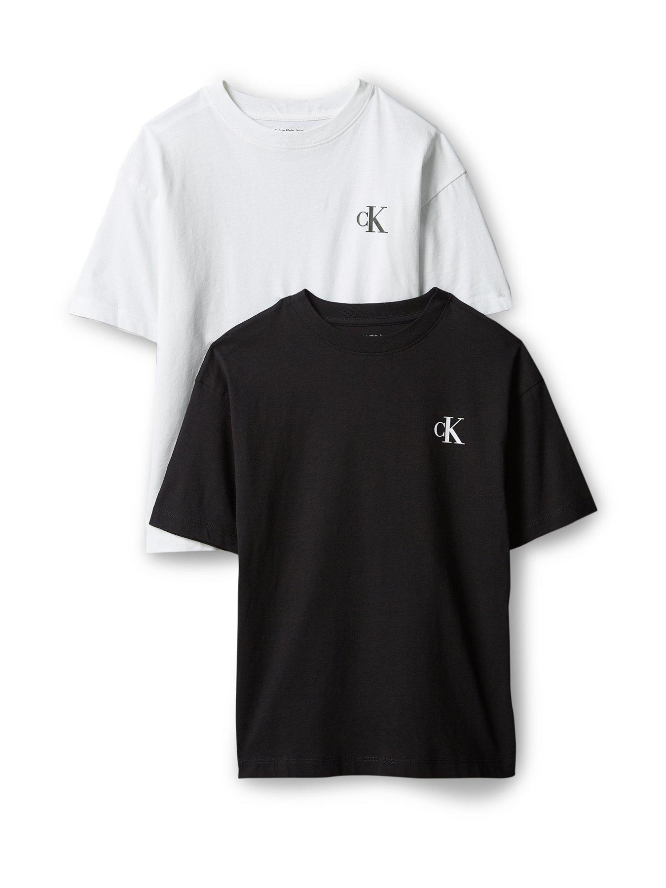 Image 1 of 4 of Calvin Klein Jeans Boys 2-Pack Monogram Short Sleeve T-Shirts - Black/White