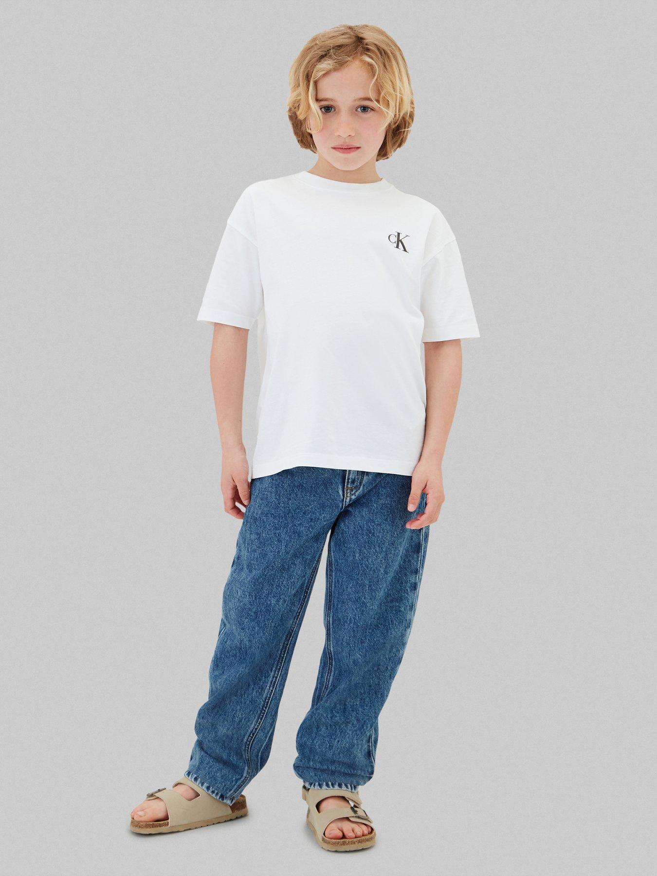 Image 2 of 4 of Calvin Klein Jeans Boys 2-Pack Monogram Short Sleeve T-Shirts - Black/White
