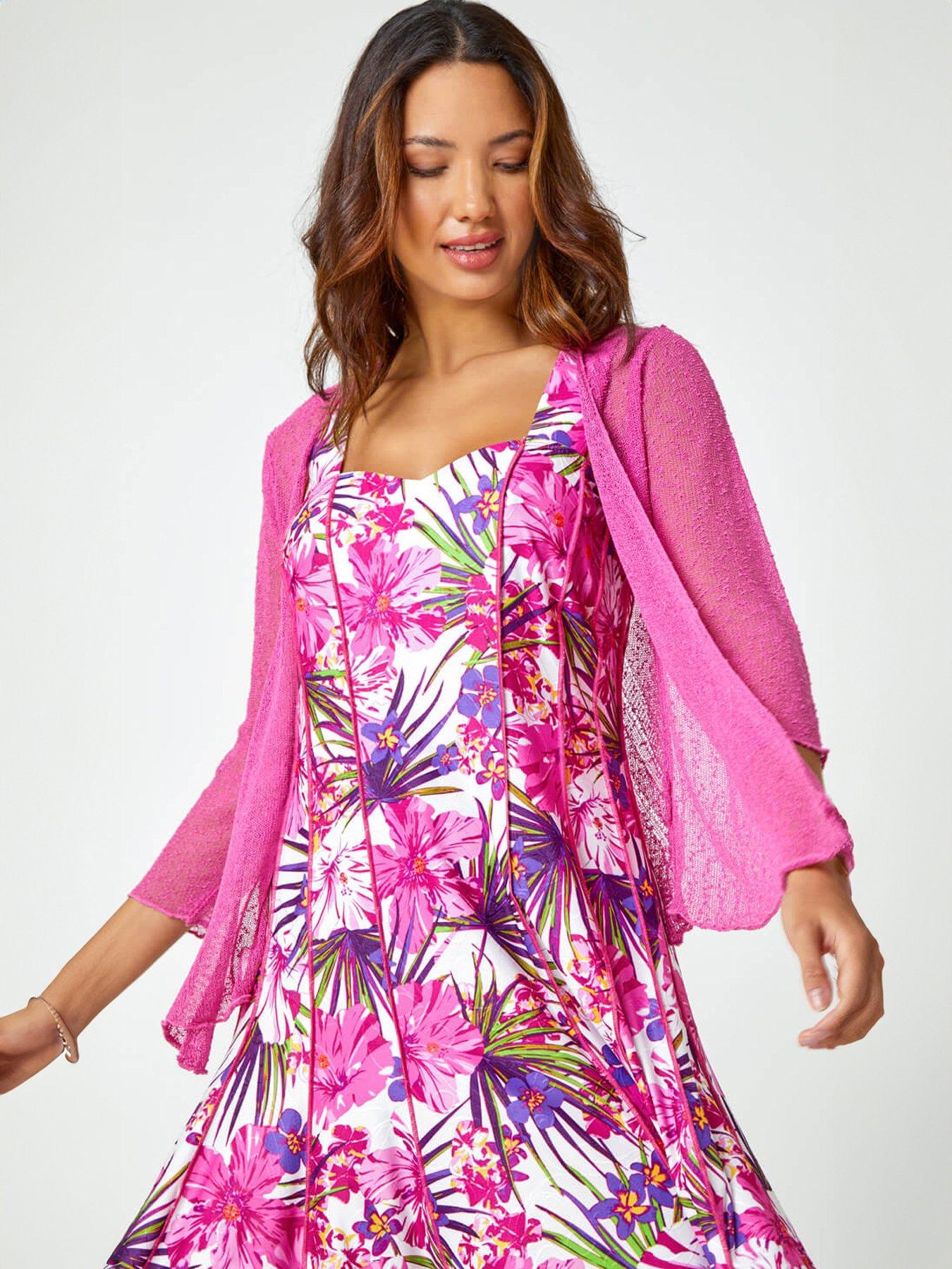 Roman Textured Pointelle Detail Shrug