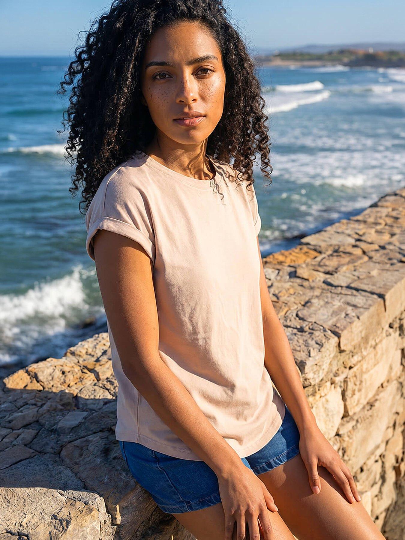 Roman Women's Natural Plain Stretch Cotton Jersey T-Shirt Size 12 - Image 2