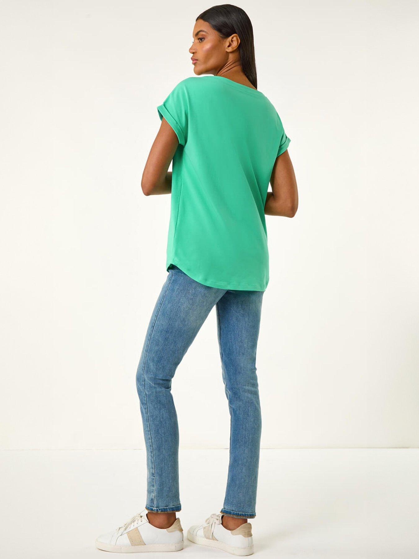Image 2 of 5 of Roman Plain Stretch Cotton Jersey T-shirt