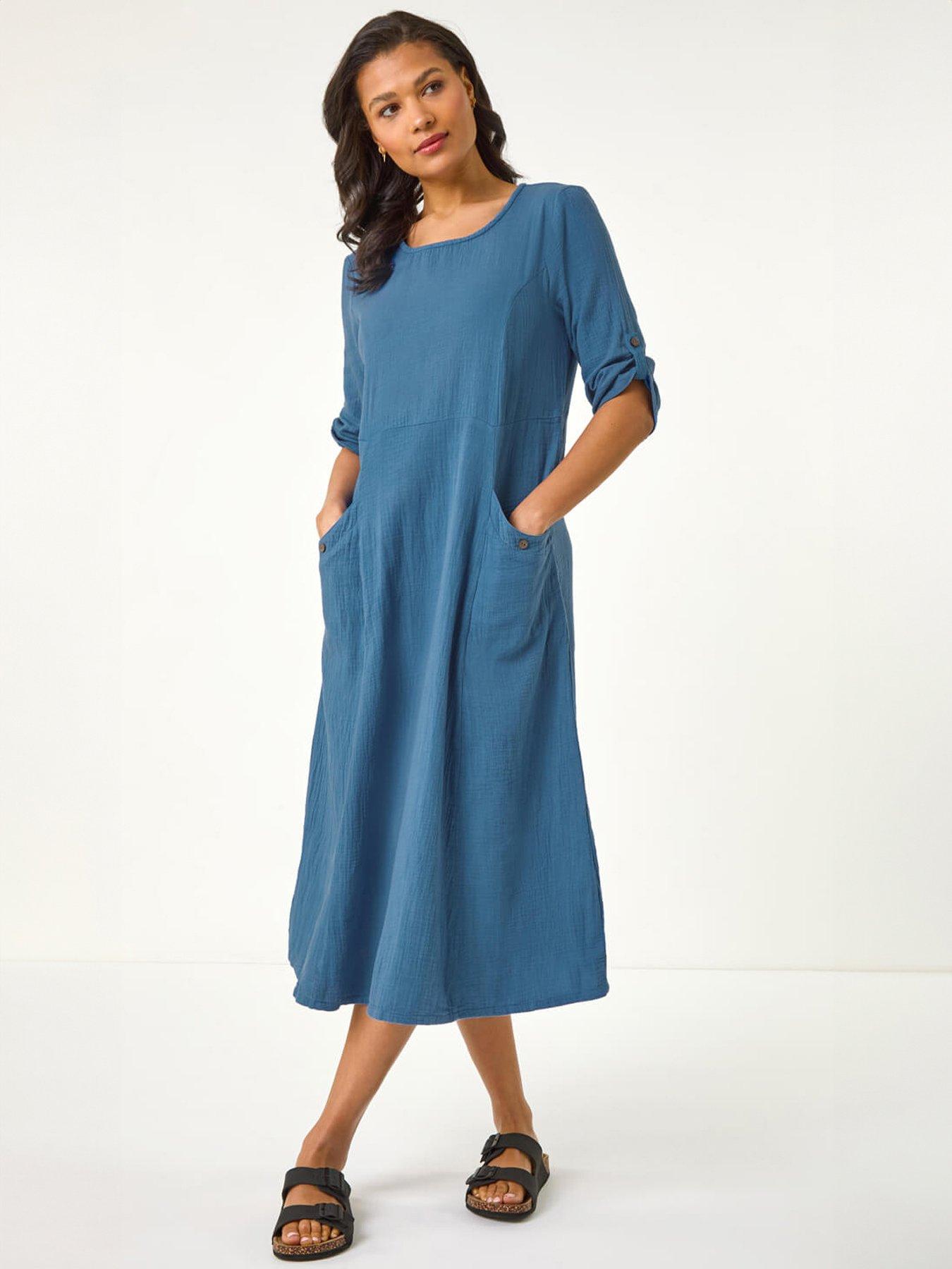 Roman Textured A-line Midi Dress