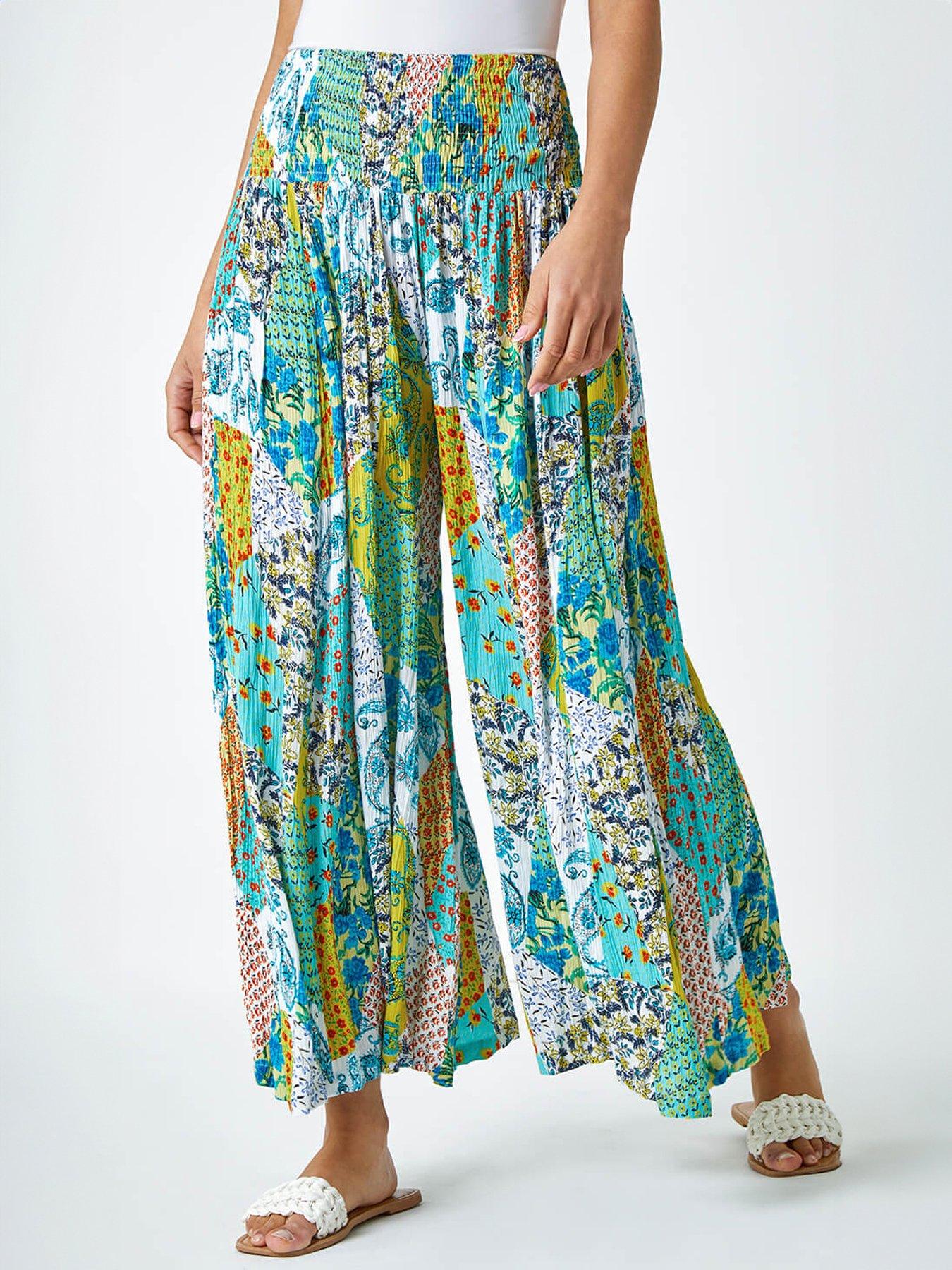 Roman Paisley Elasticated Stretch Palazzo Trousers